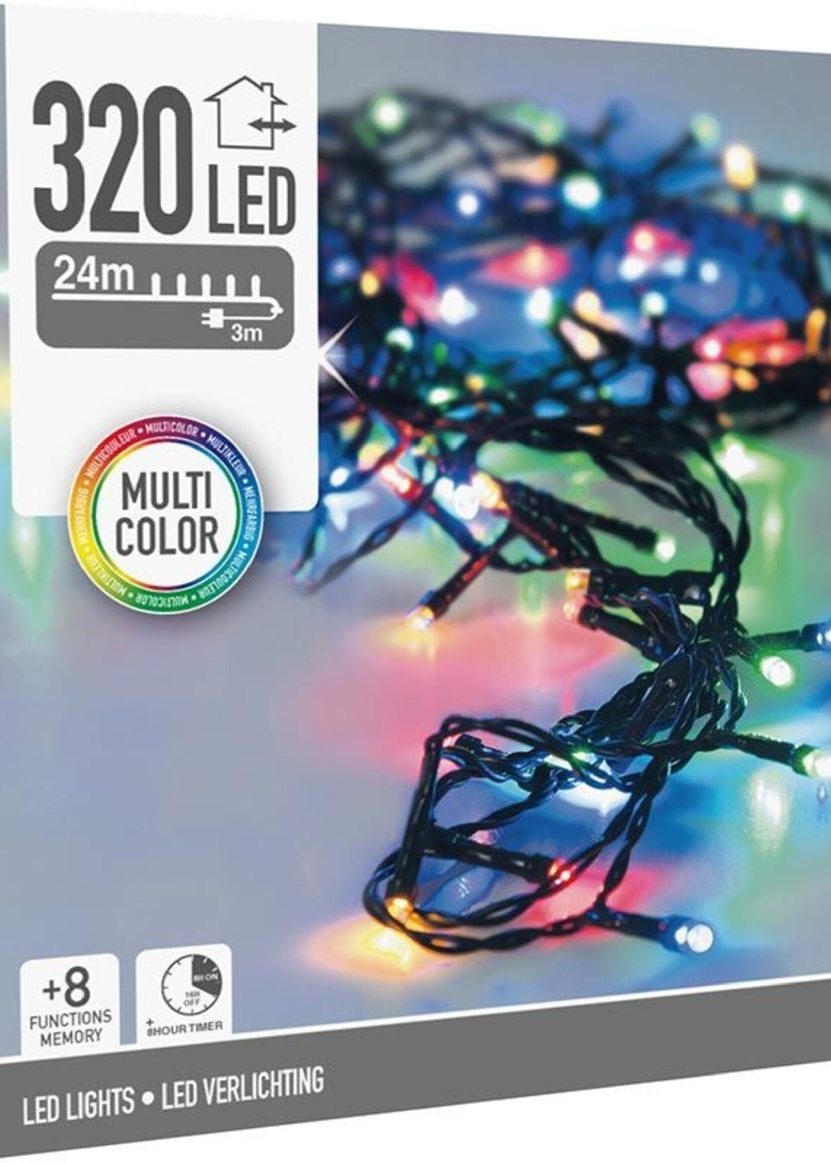 Kerstverlichting 320 led- 24m - multicolor - Timer - Lichtfuncties - Geheugen - Buiten