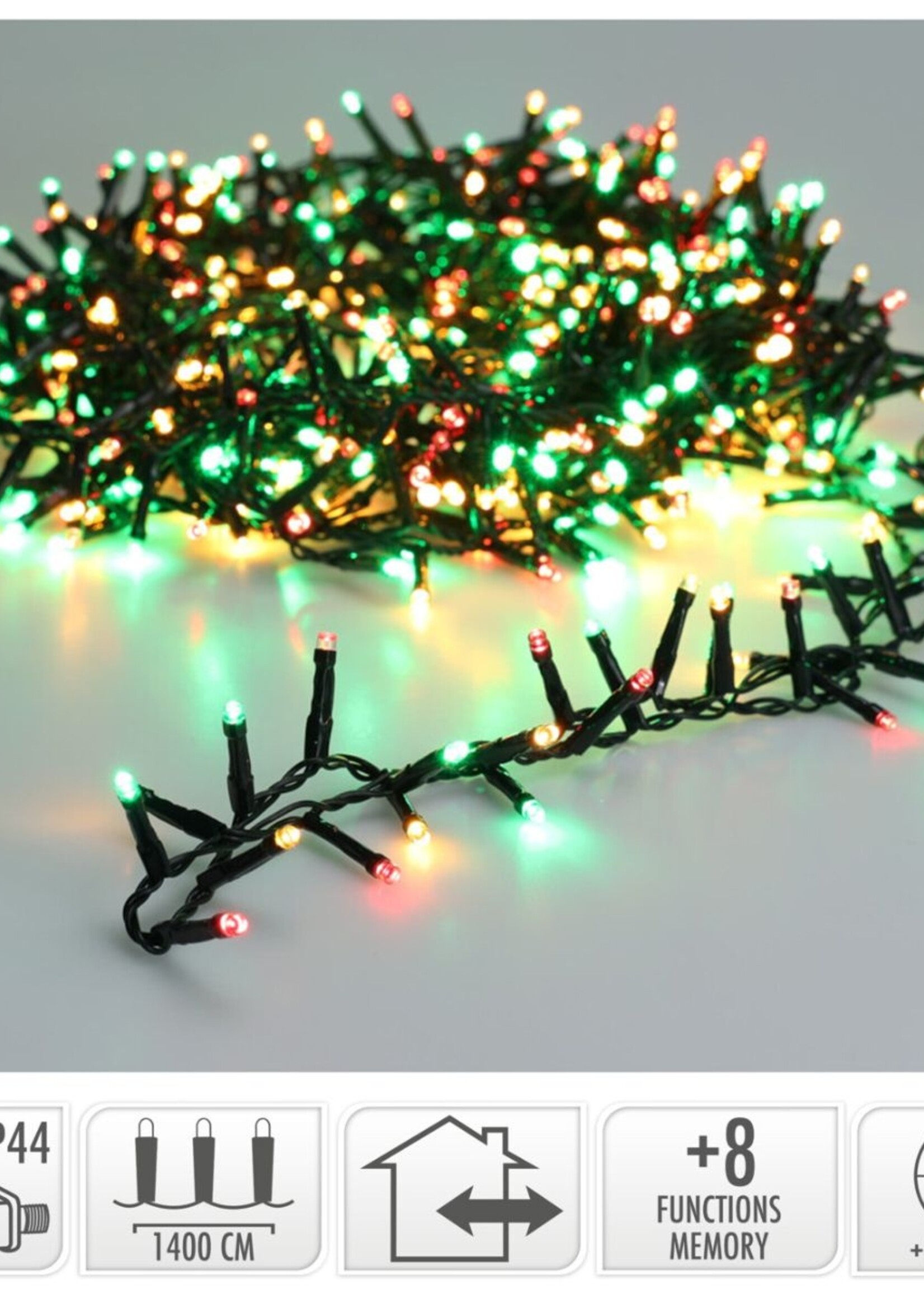 Microcluster - 700 led - 14m - three tone traditional - Timer - Lichtfuncties - Geheugen - Buiten