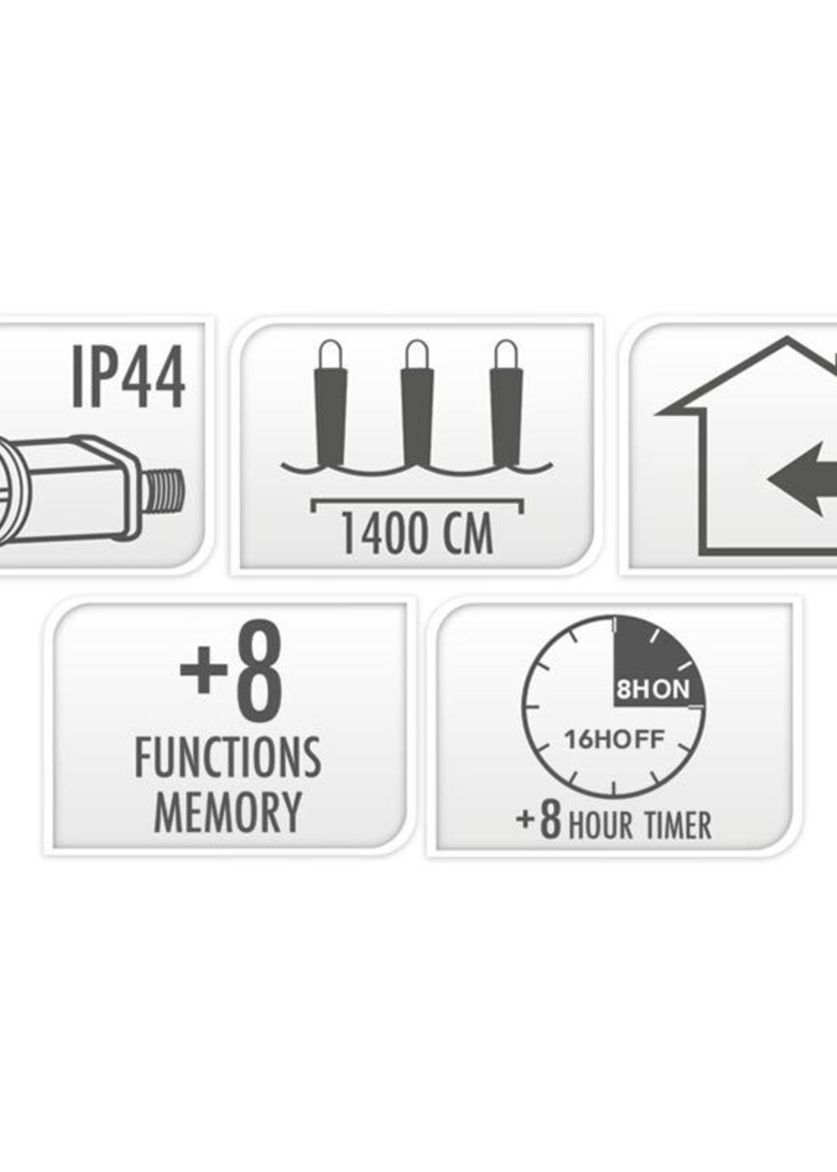 Microcluster - 700 led - 14m - three tone traditional - Timer - Lichtfuncties - Geheugen - Buiten
