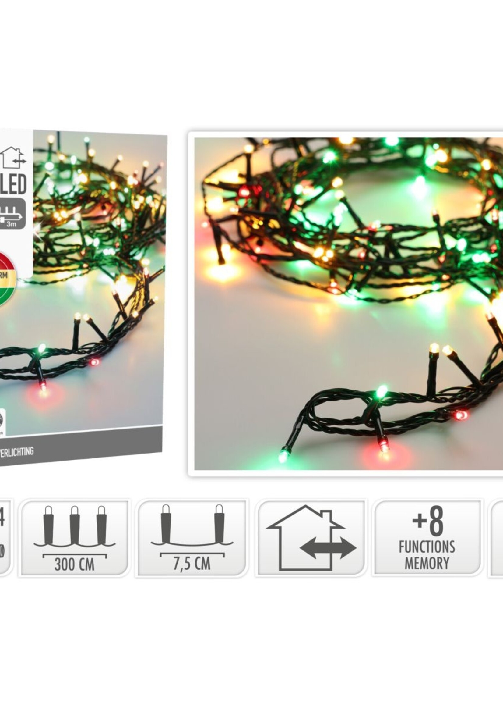 Kerstverlichting 180 led- 13.5m - three tone traditional - Timer - Lichtfuncties - Geheugen - Buiten