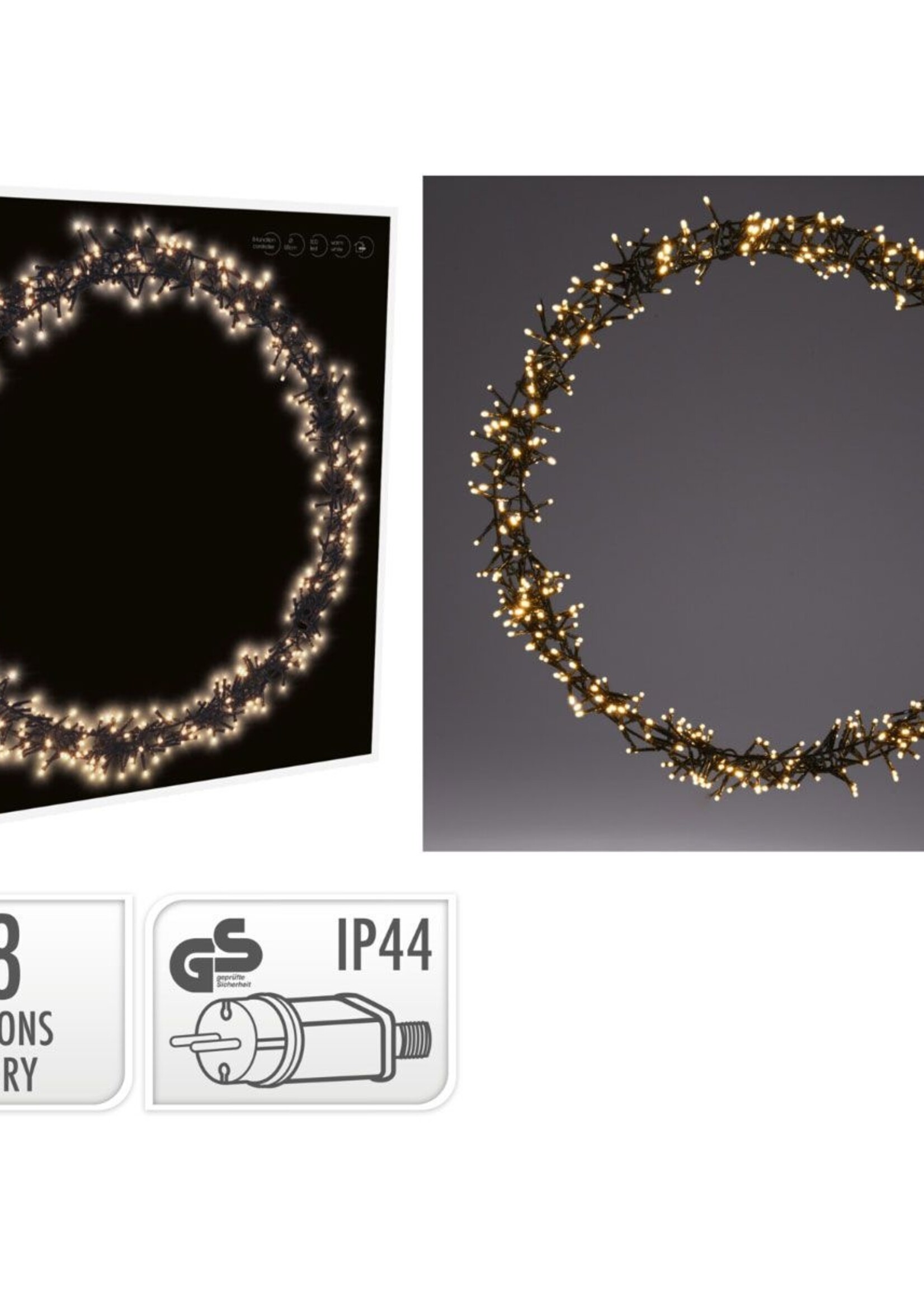 Ceruzo Kerstring met verlichting - 500 LED - Ø58 cm - warm wit - 8 Lichtfuncties - voor binnen en buiten