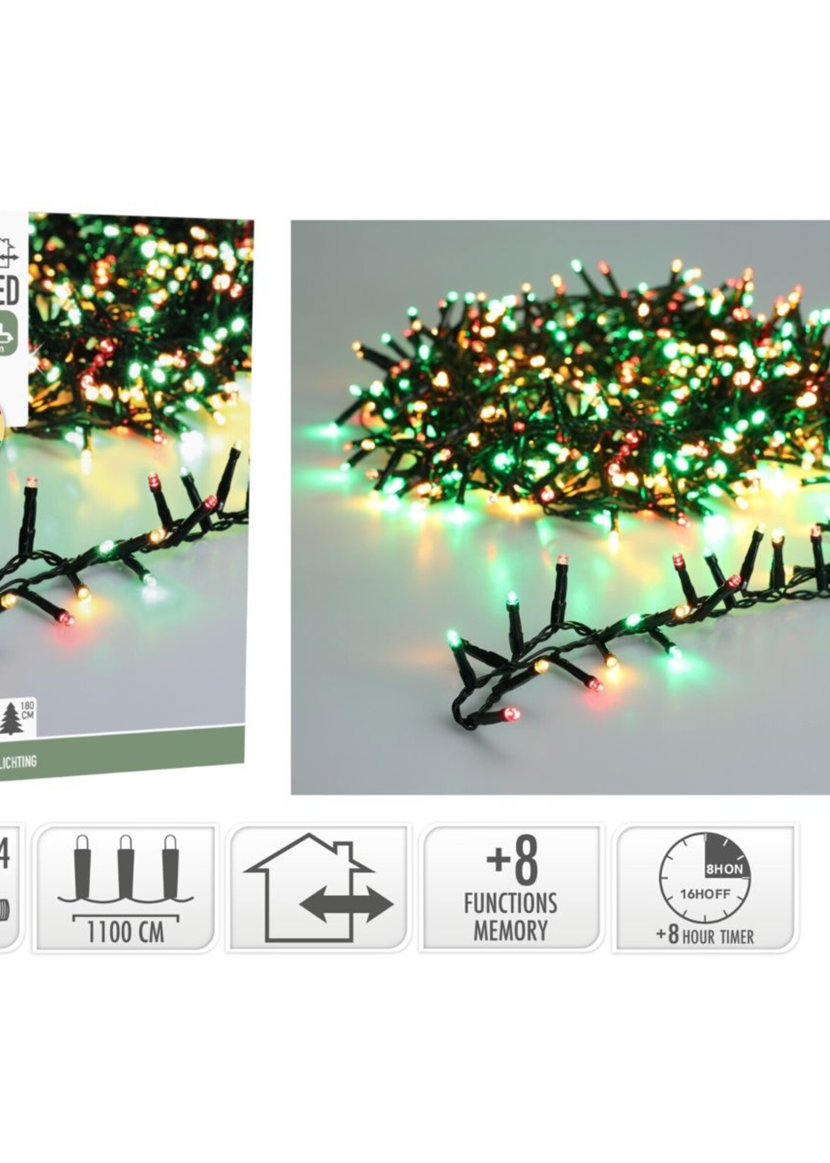 Microcluster - 560 led - 11m - three tone traditional - Timer - Lichtfuncties - Geheugen - Buiten