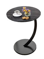 Ceruzo Bijzettafel - Zwart Gemarmerd Blad - rond 40 cm - hoog 60 cm