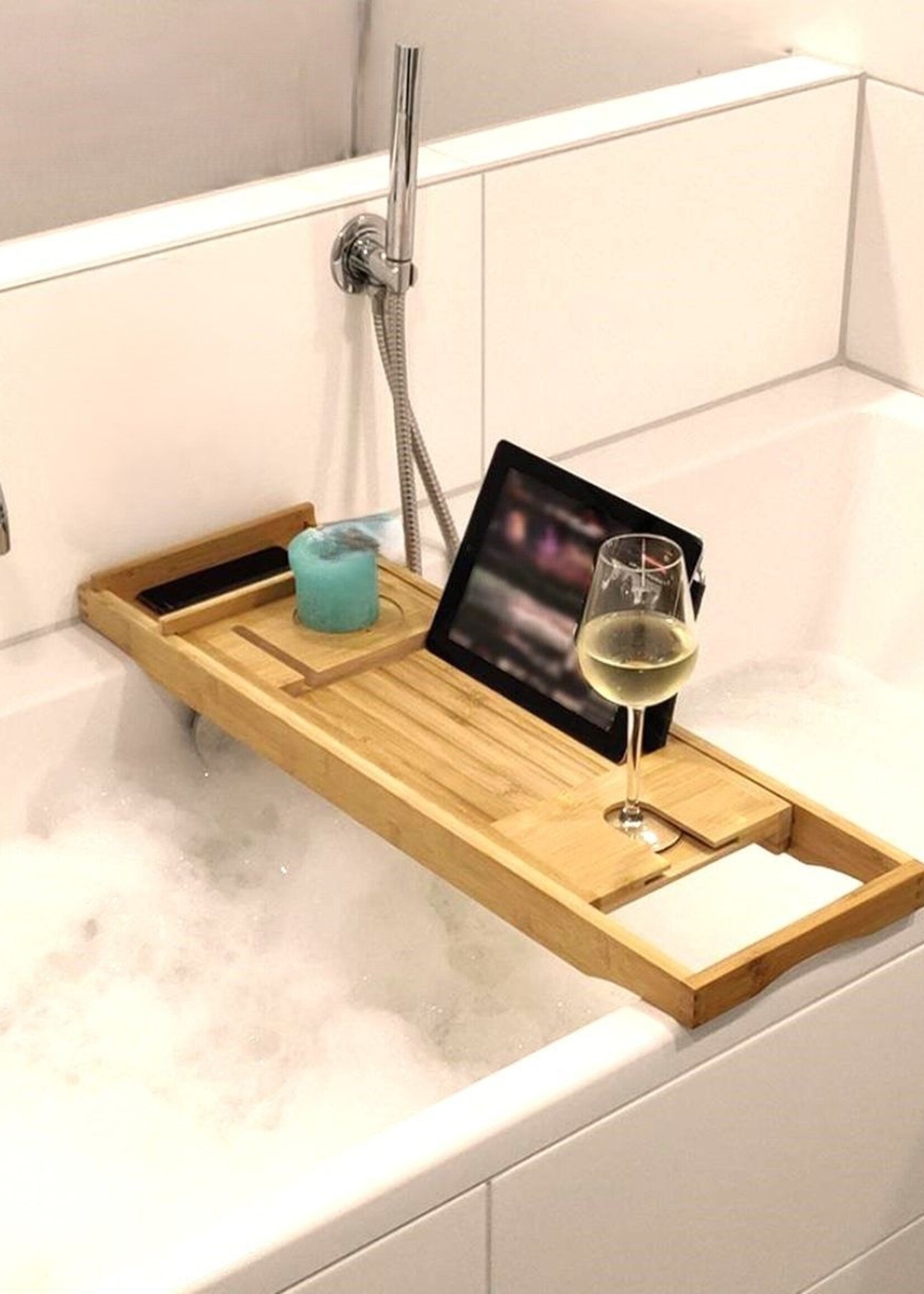 Ceruzo Badplank - Verstelbaar - Bamboe - met Boekenhouder