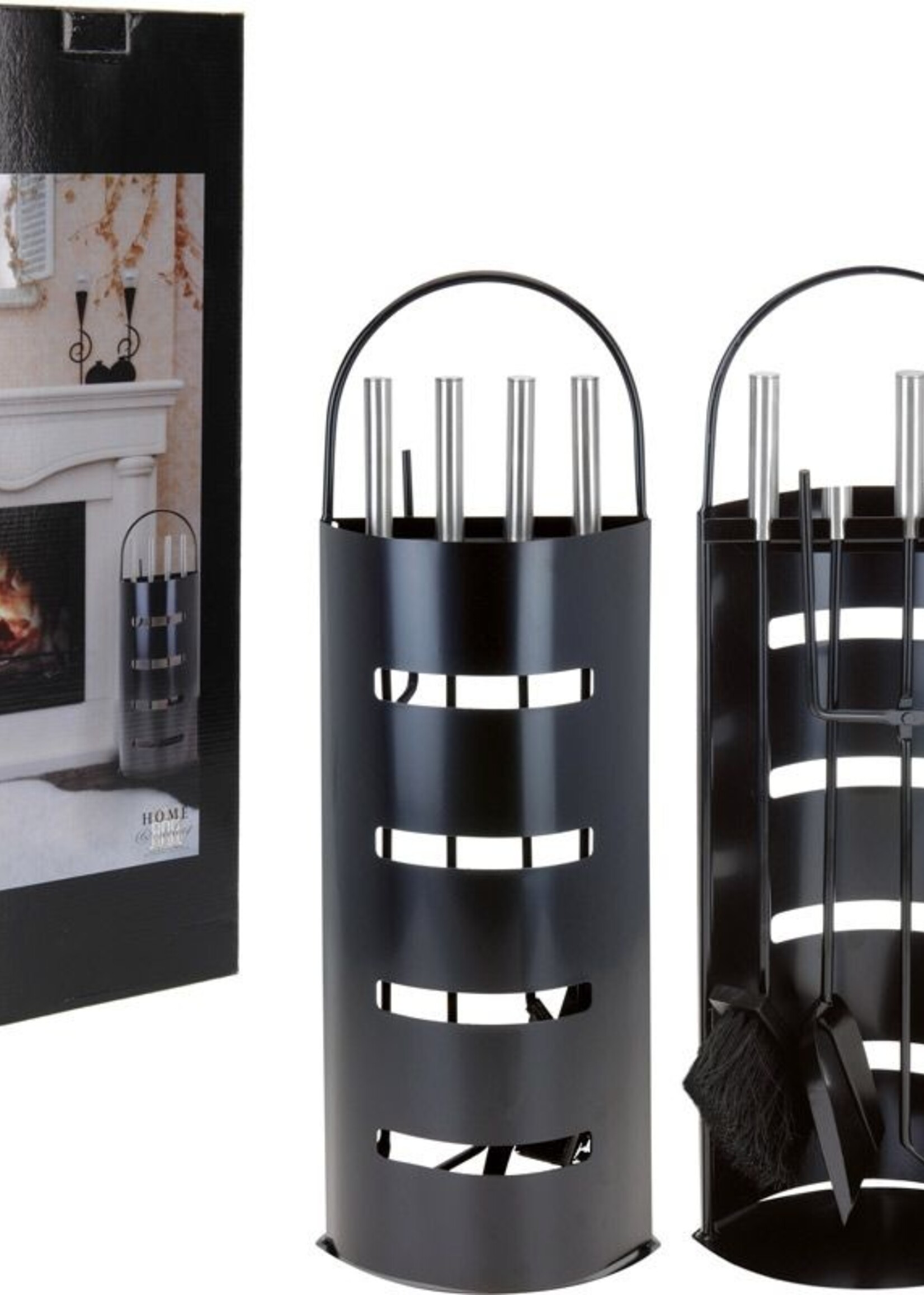 Home&Styling Openhaardset RVS zwart - 5 delig