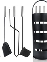 Ceruzo Openhaardset RVS zwart - 5 delig