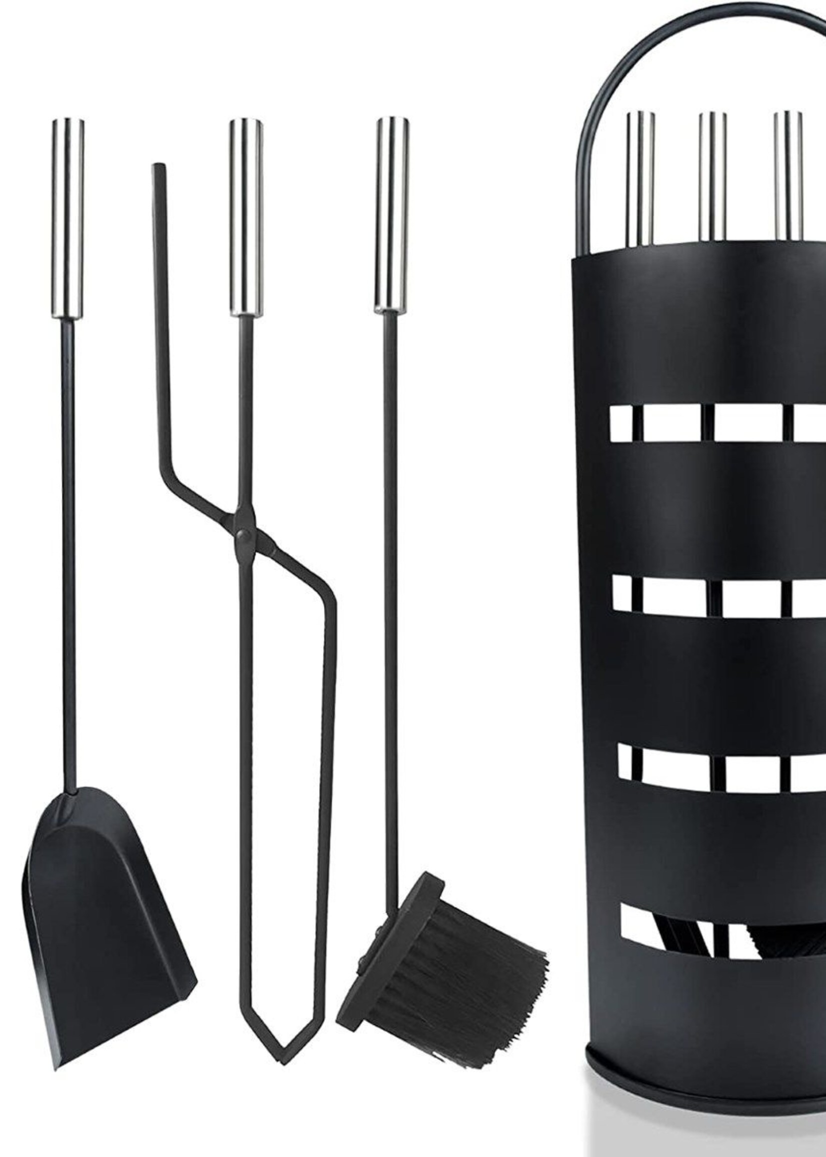 Ceruzo Openhaardset RVS zwart - 5 delig