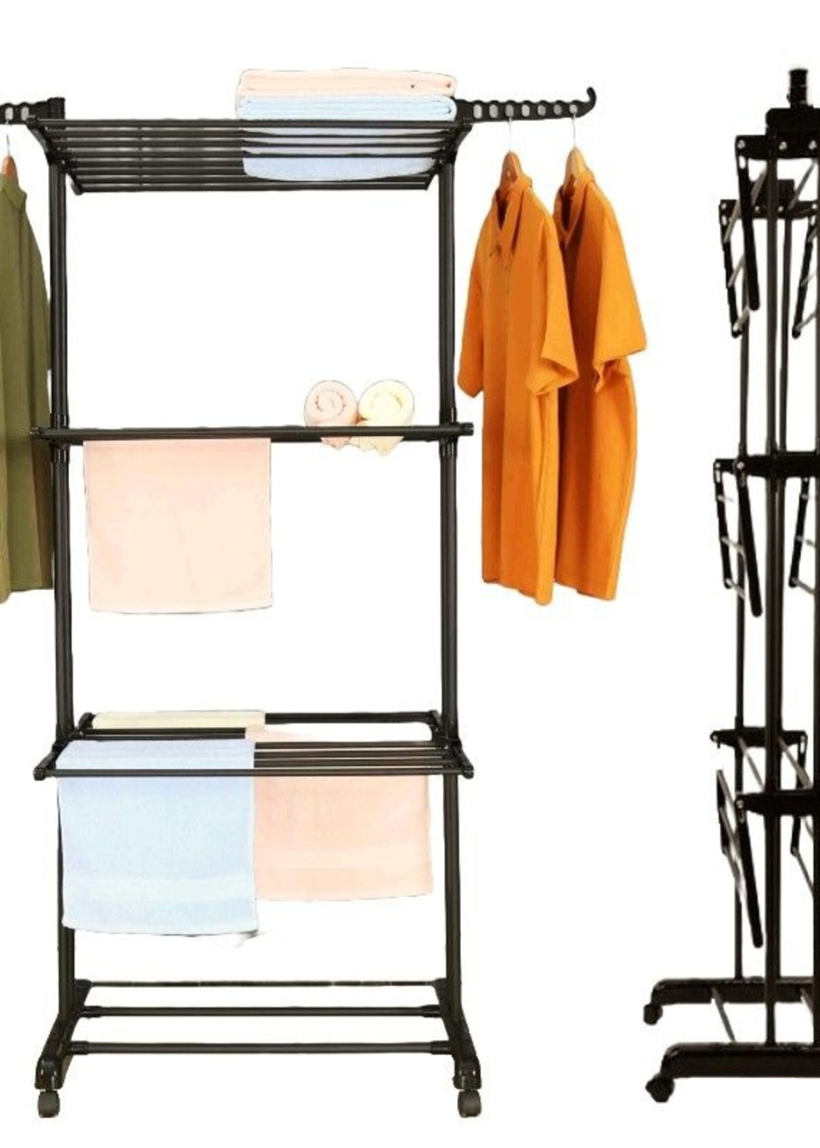 Ceruzo Wasrek Inklapbaar - 75x64x178 cm - Zwart