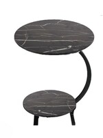 Ceruzo Bijzettafel - dubbel Tafelblad - Zwart gemarmerd blad