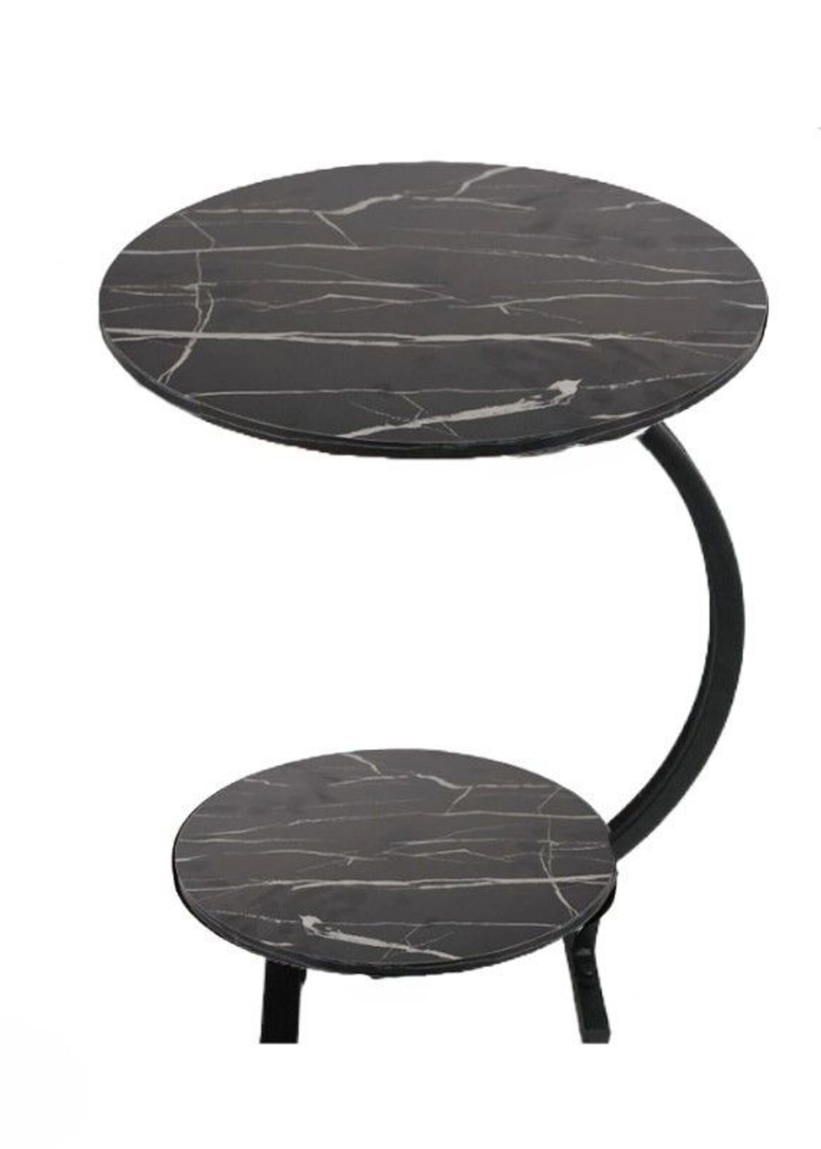 Ceruzo Bijzettafel - dubbel Tafelblad - Zwart gemarmerd blad