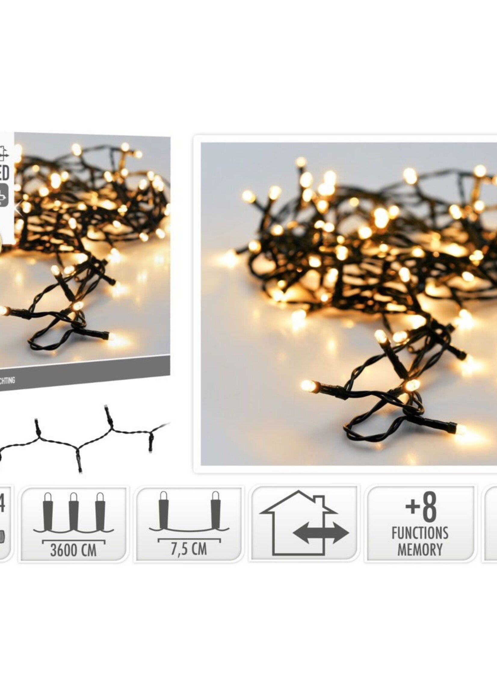 Kerstverlichting 480 led- 36m - extra warm wit - Timer - Lichtfuncties - Geheugen - Buiten