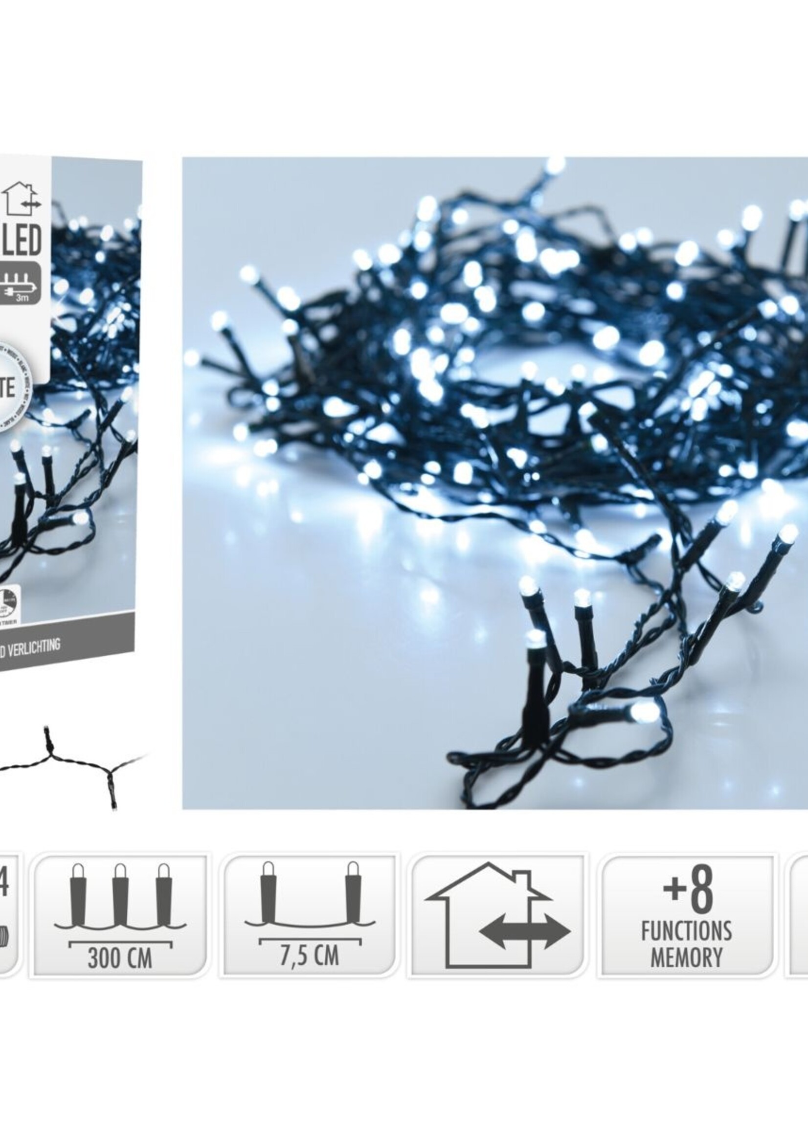 Kerstverlichting 40 led- 3m - wit - Timer - Lichtfuncties - Geheugen - Buiten