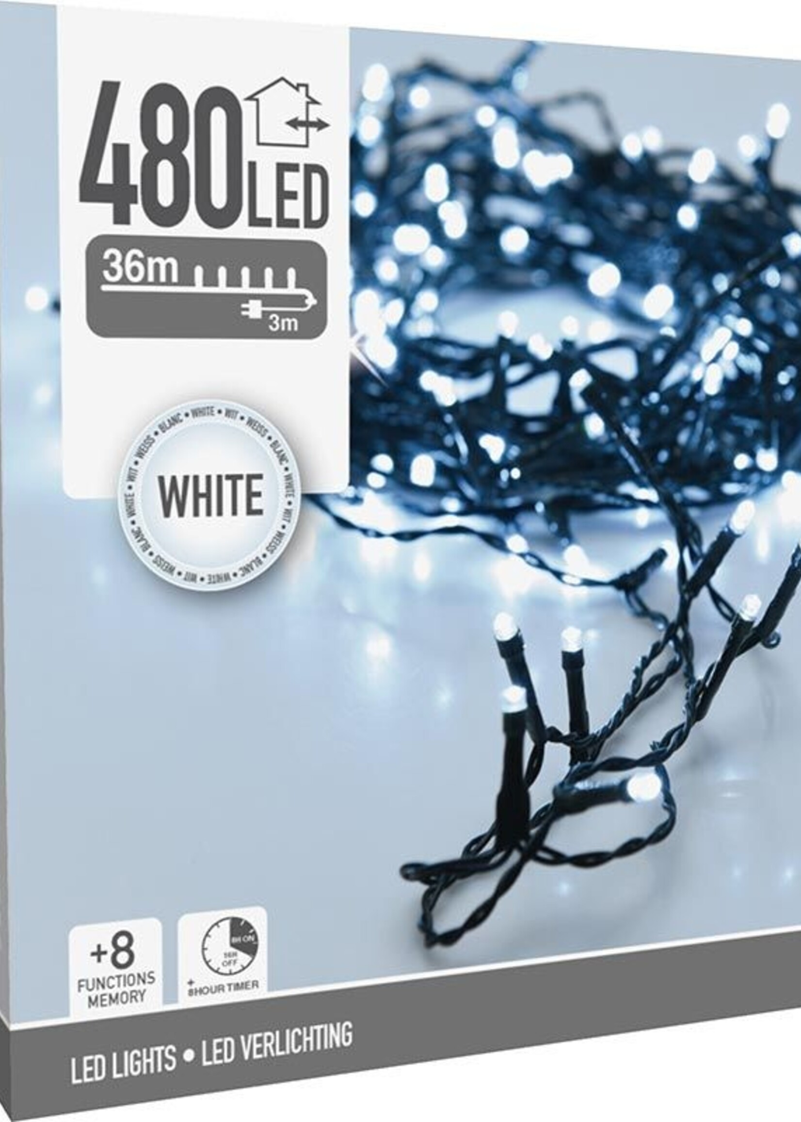 Kerstverlichting 480 led- 36m - wit - Timer - Lichtfuncties - Geheugen - Buiten