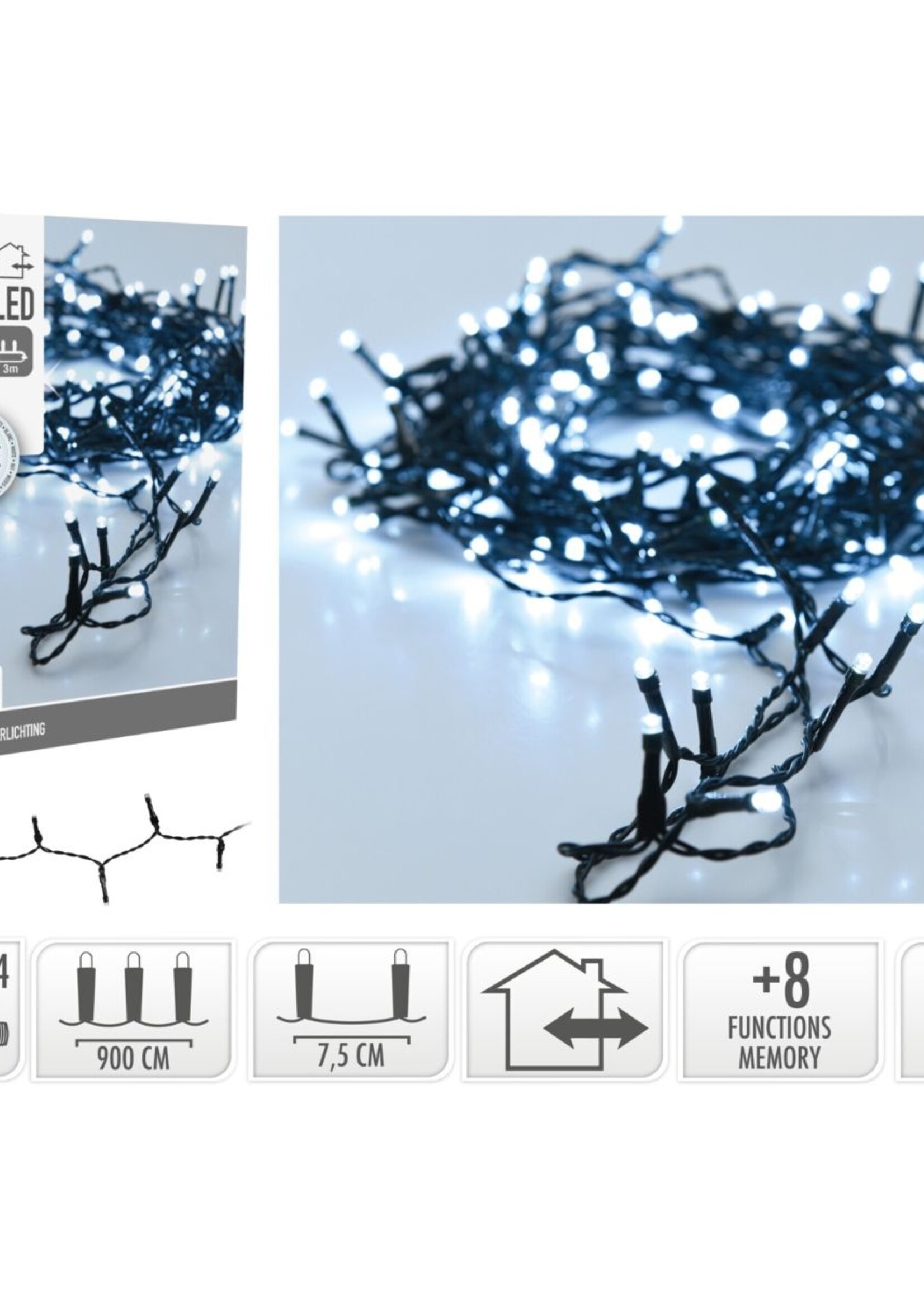 Kerstverlichting 120 led- 9m - wit - Timer - Lichtfuncties - Geheugen - Buiten