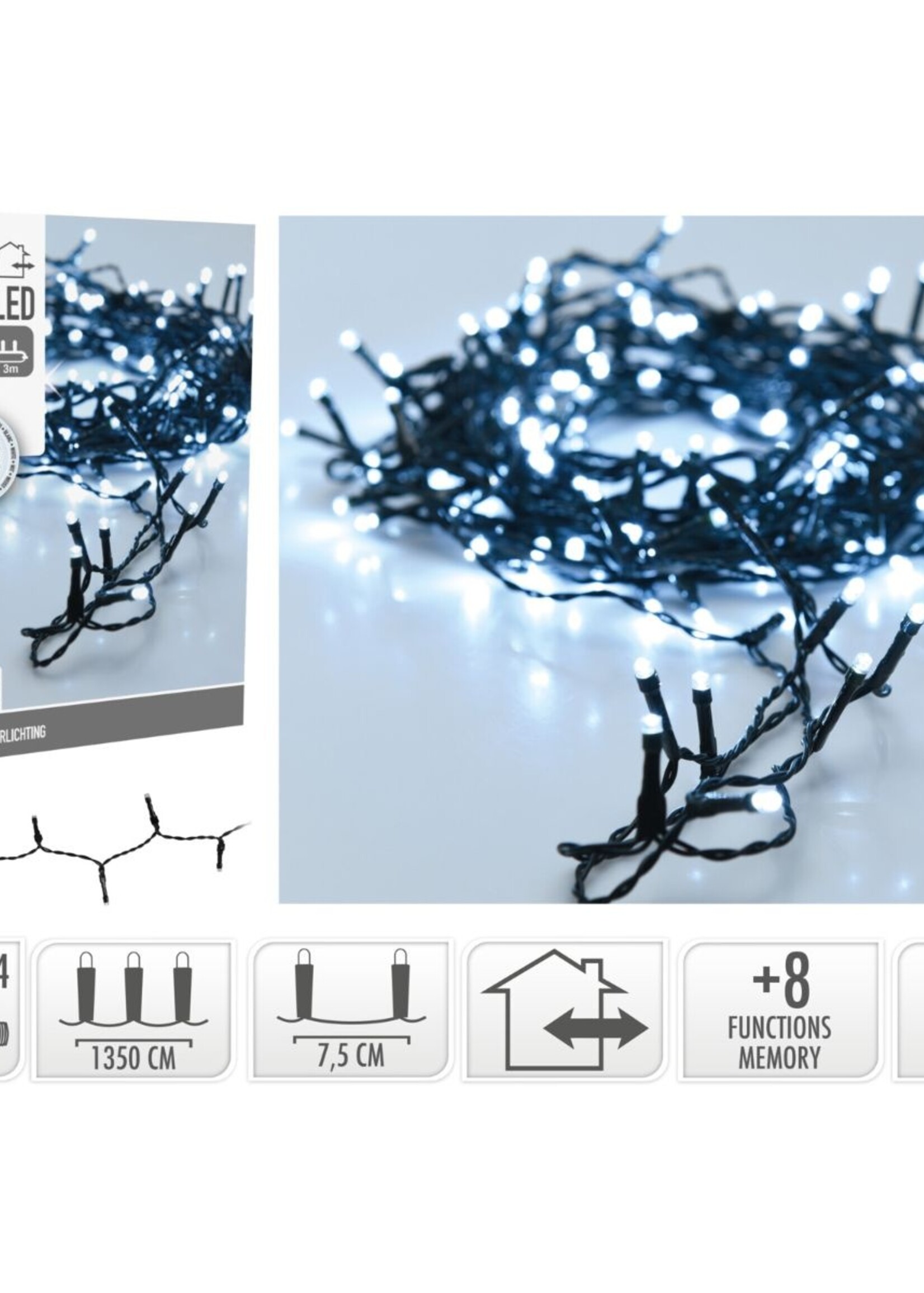 Kerstverlichting 180 led- 13.5m - wit - Timer - Lichtfuncties - Geheugen - Buiten