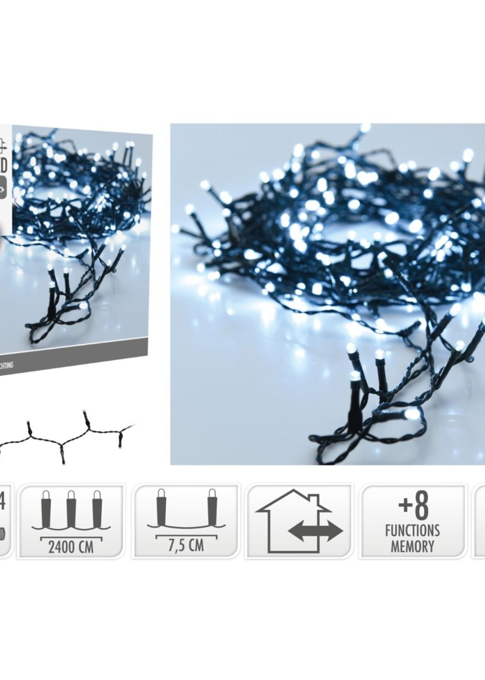 Kerstverlichting 320 led- 24m - wit - Timer - Lichtfuncties - Geheugen - Buiten