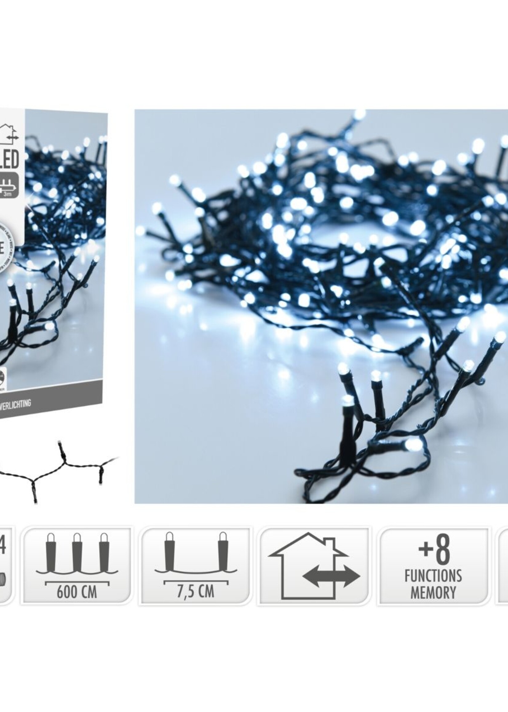 Kerstverlichting 80 led- 6m - wit - Timer - Lichtfuncties - Geheugen - Buiten
