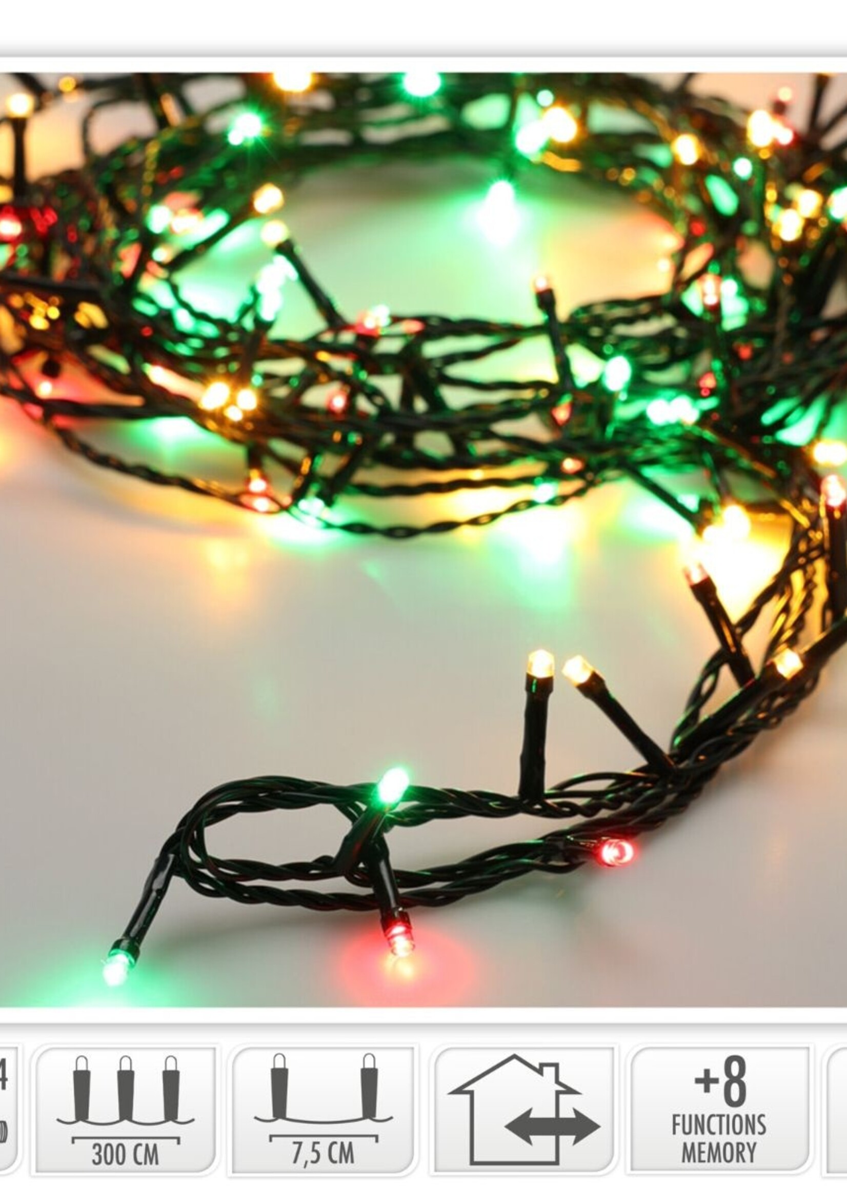 Kerstverlichting 80 led- 6m - three tone traditional - Timer - Lichtfuncties - Geheugen - Buiten