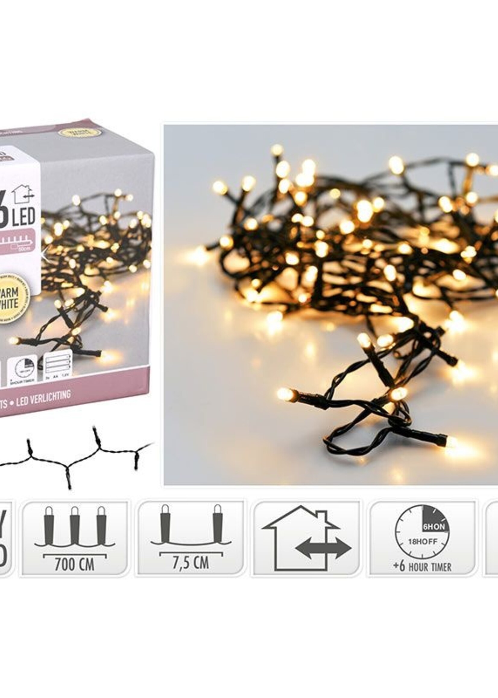 LED-verlichting 96 LED's - warm wit - op batterij - met timer en geheugen