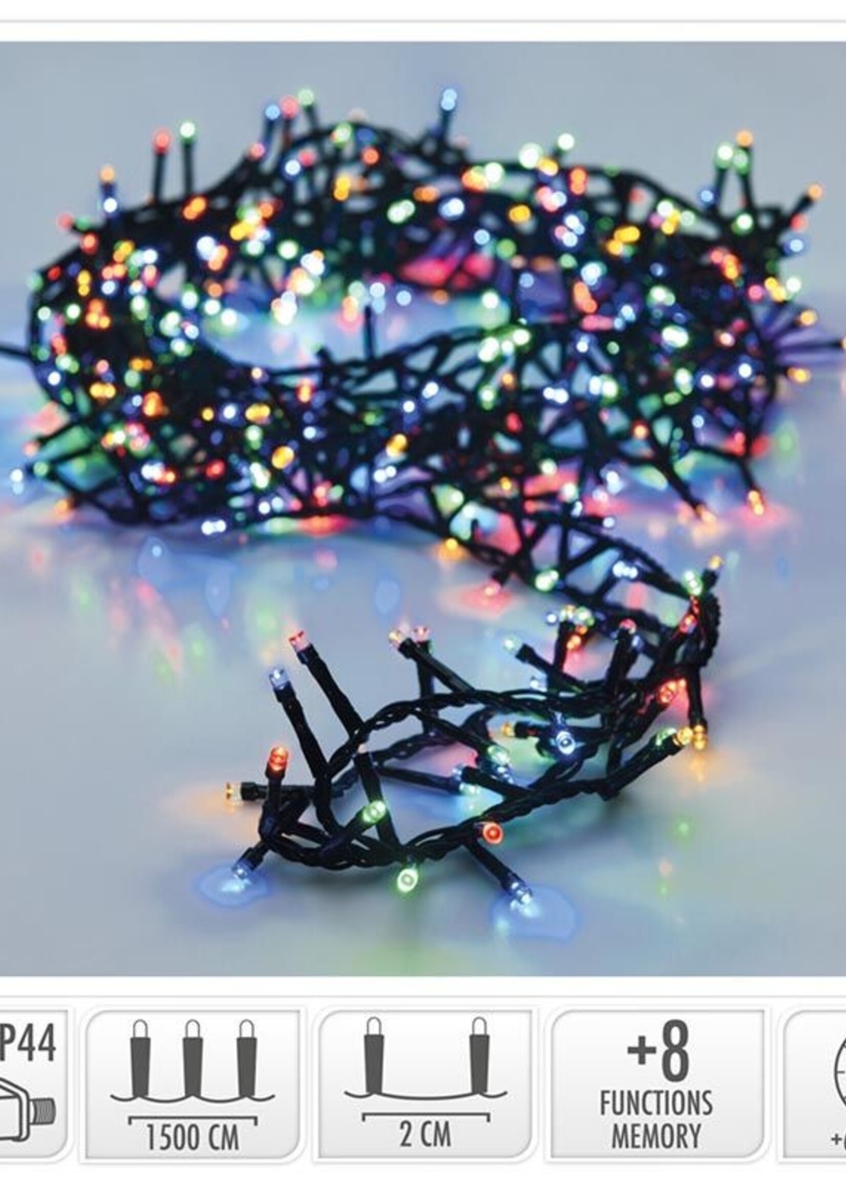 Micro Cluster met Haspel - 750 LED - 15 meter - met timer - multicolor