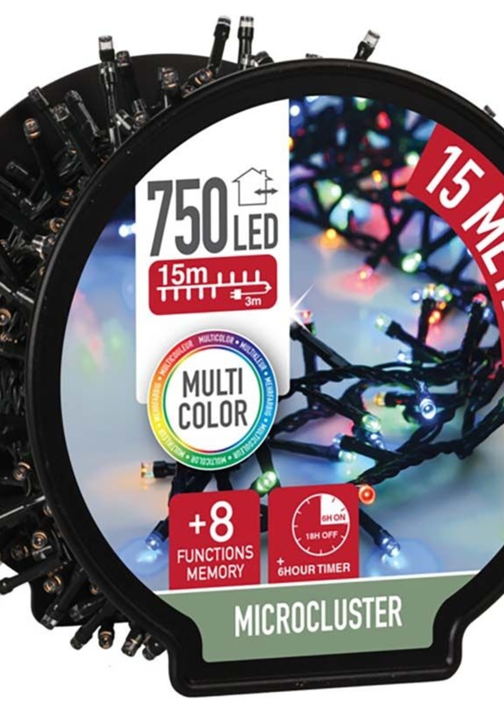 Micro Cluster met Haspel - 750 LED - 15 meter - met timer - multicolor