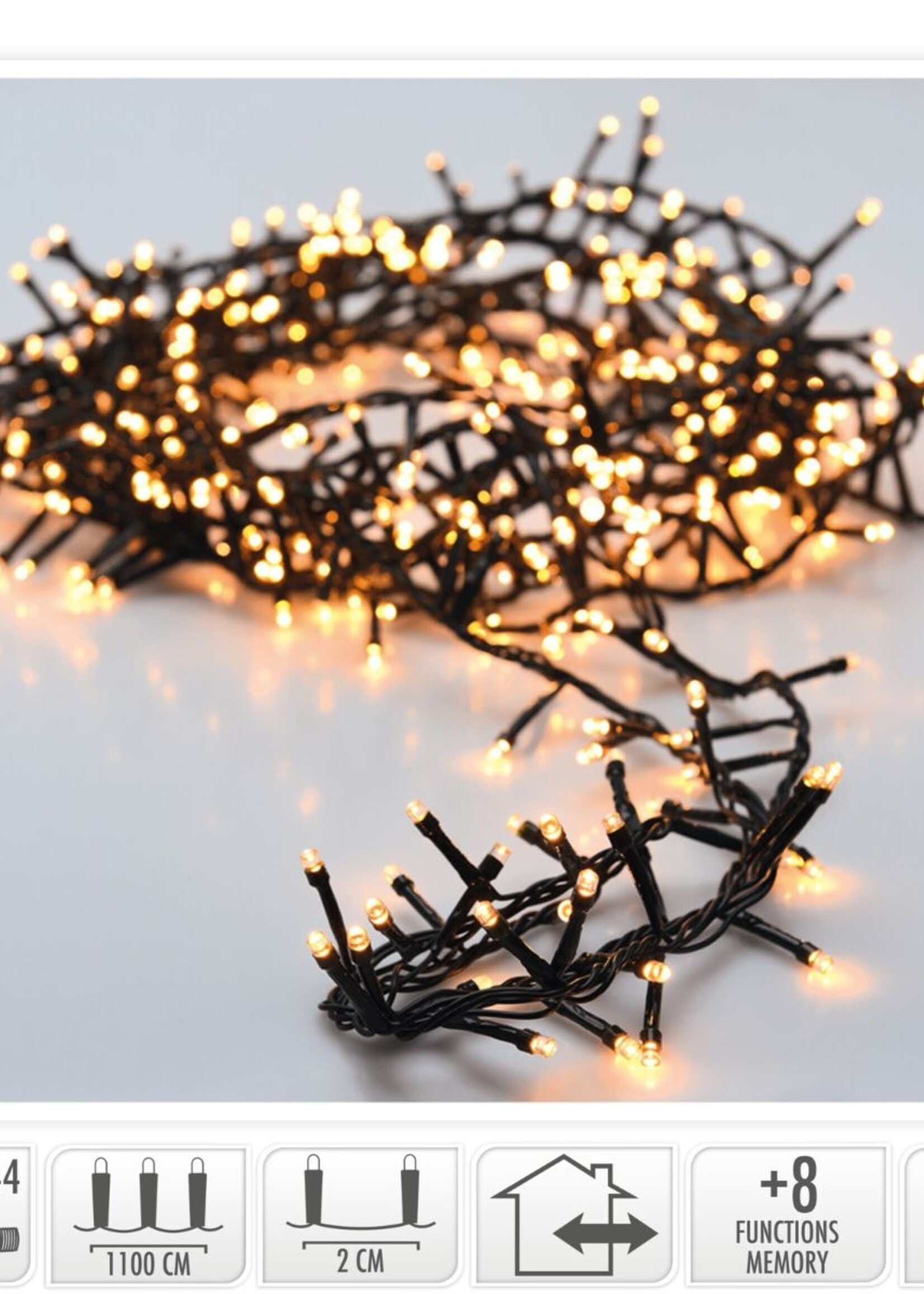 Microcluster - 560 led - 11m - warm wit - Timer - Lichtfuncties - Geheugen - Buiten