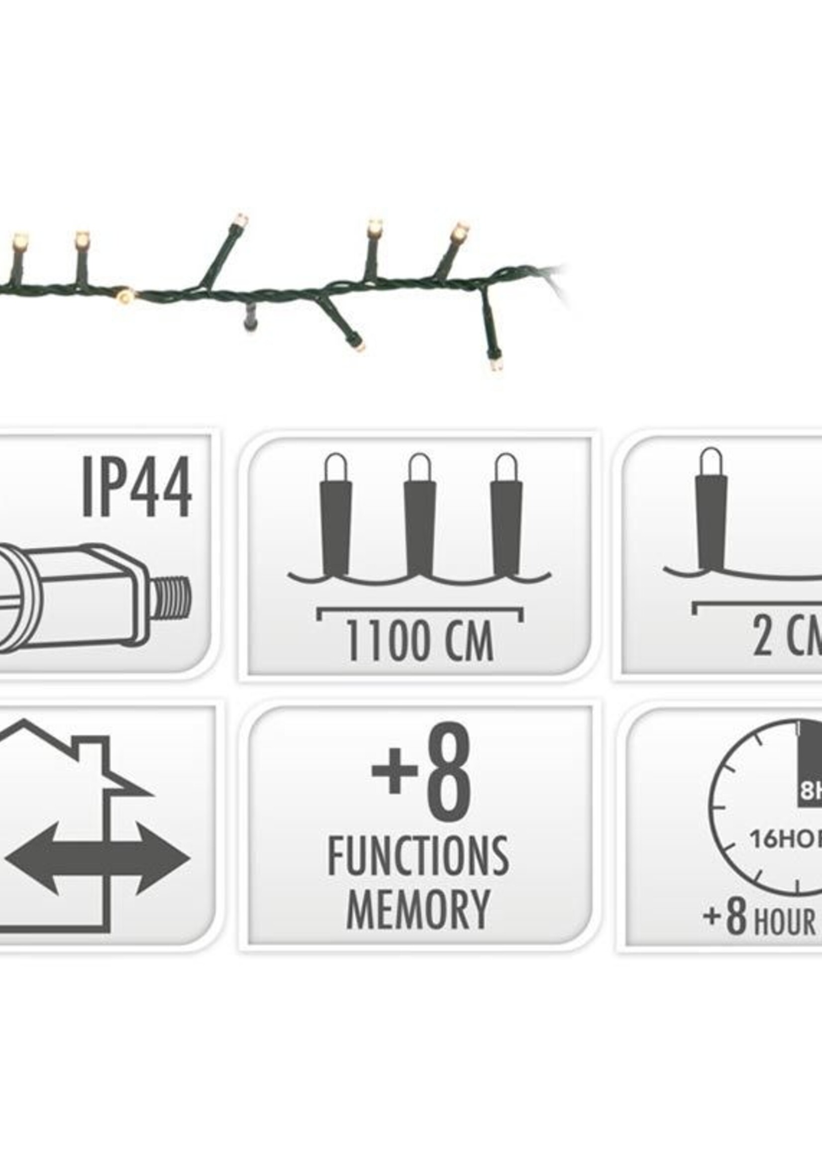 Microcluster - 560 led - 11m - warm wit - Timer - Lichtfuncties - Geheugen - Buiten