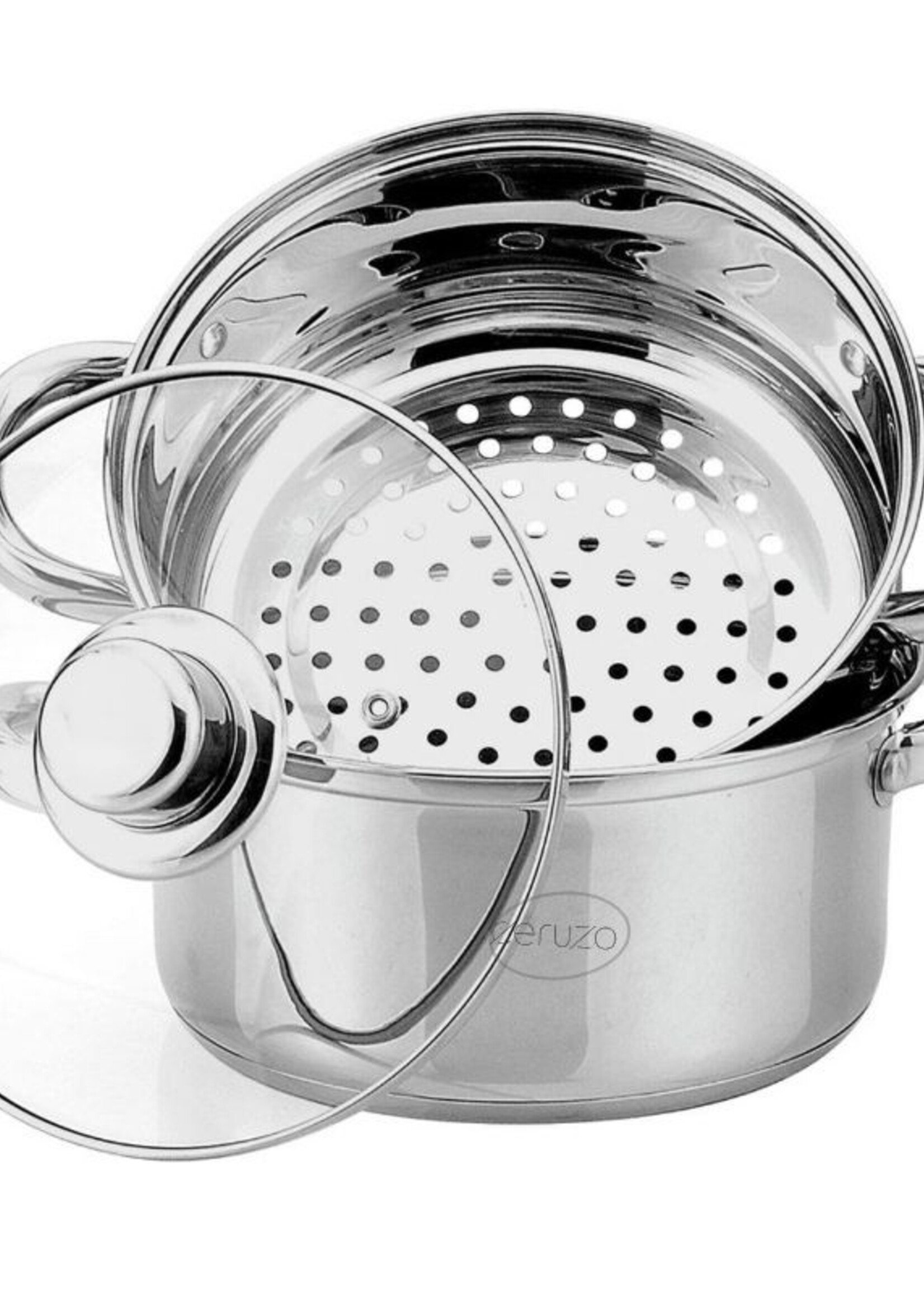 Ceruzo Stoompan 3.1 Liter - Rijst- en Groentestomer - 3-delig - Ø 20 cm - inductie - met glazen deksel