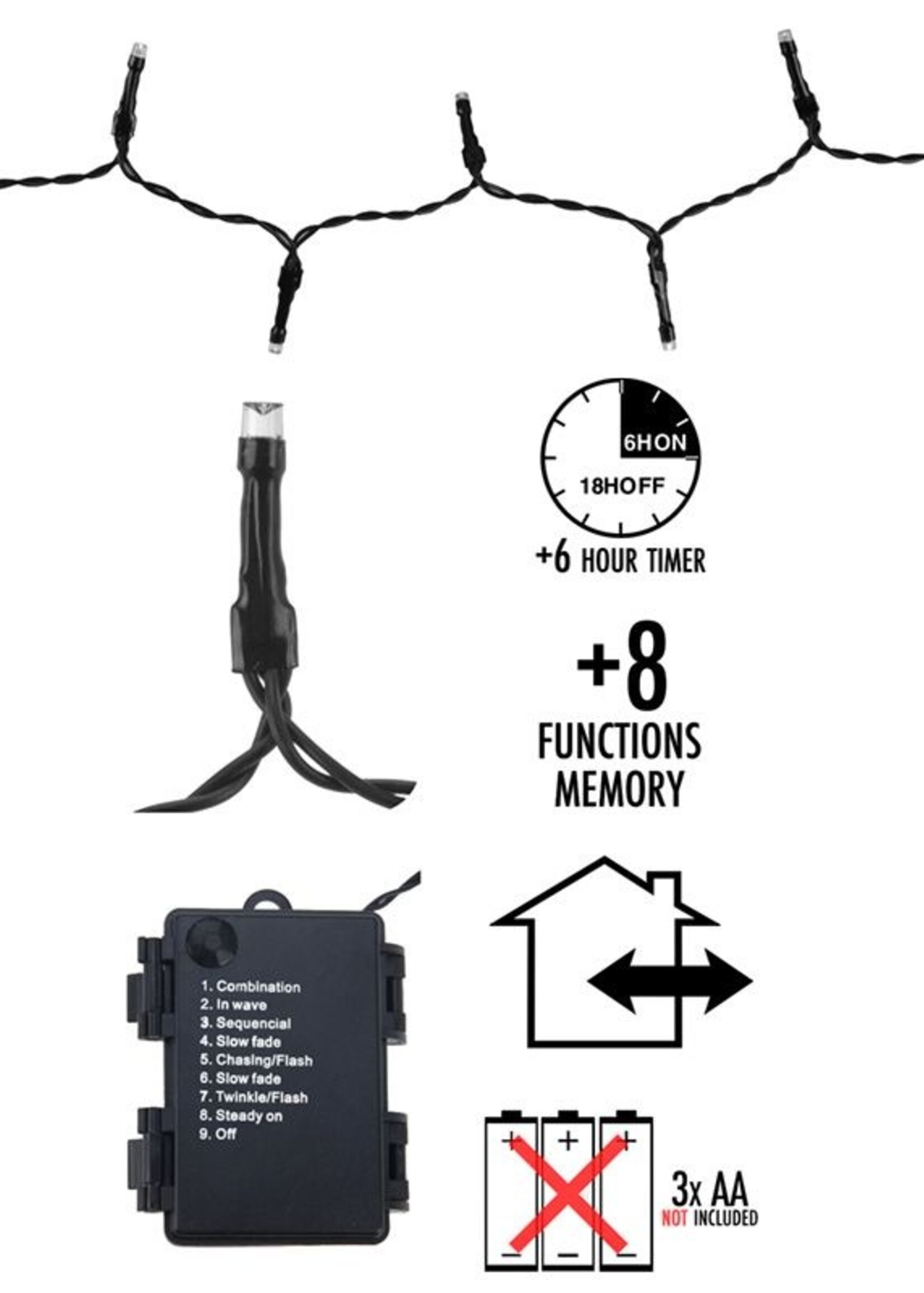 LED-verlichting 192 LED's - warm wit - op batterij