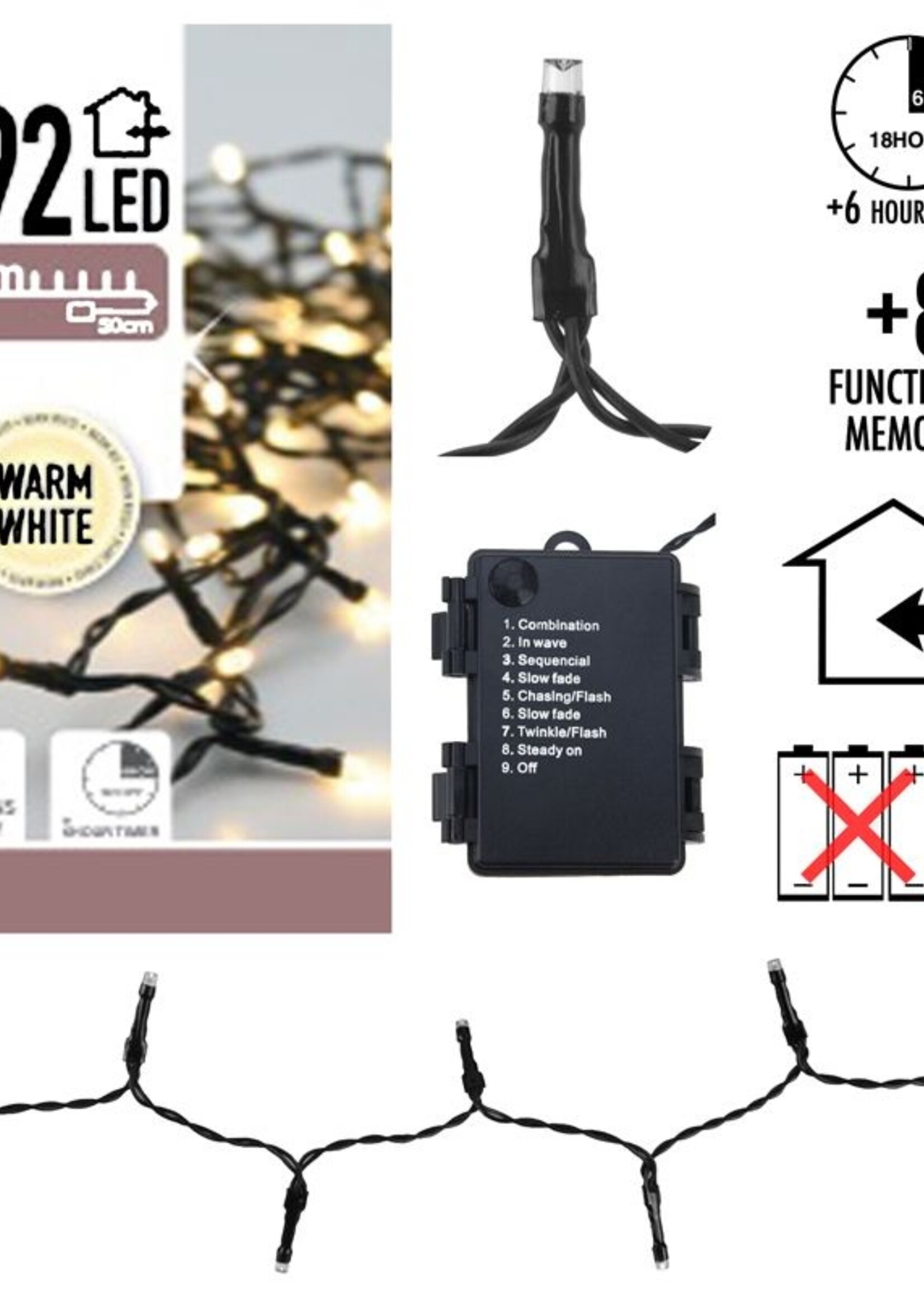 LED-verlichting 192 LED's - warm wit - op batterij