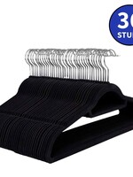 Ceruzo 36 x Anti-slip Kledinghangers met Broeklat - Zwart