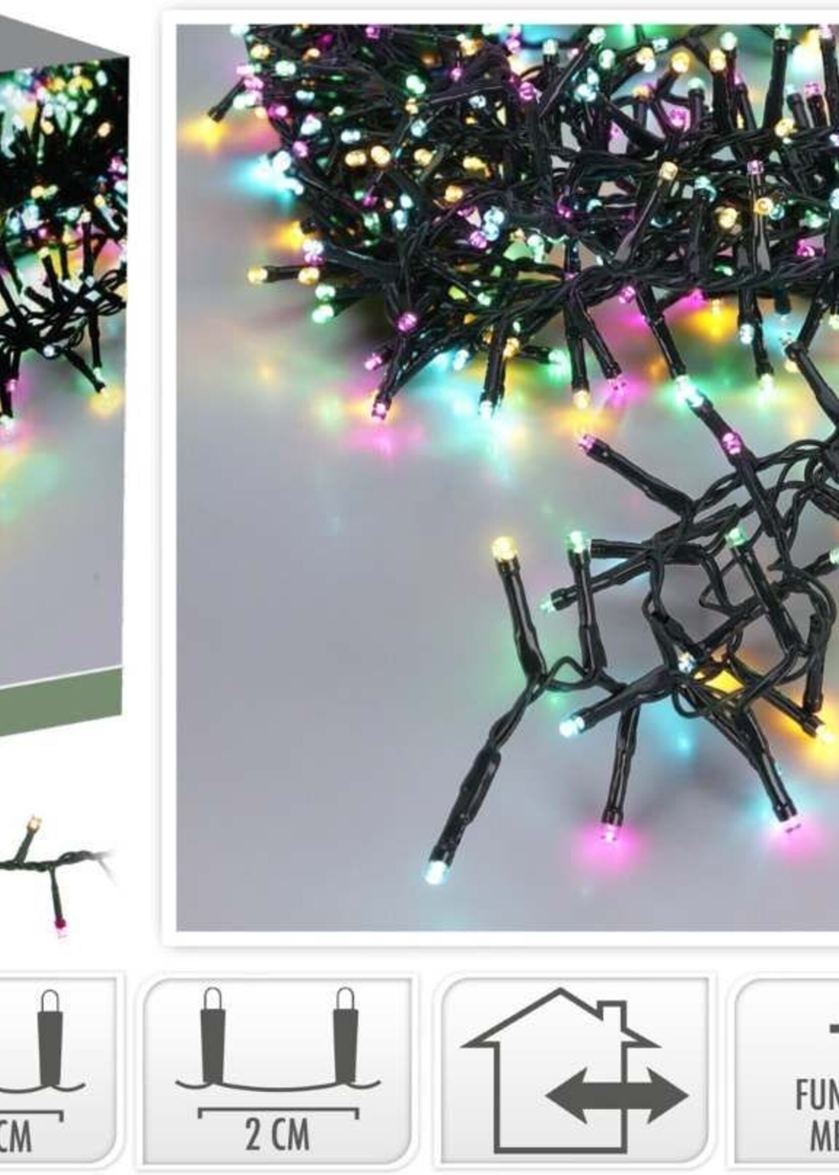 Microcluster -  8 Meter - 400 led - Soft Multi Colour - Kerst - Festival
