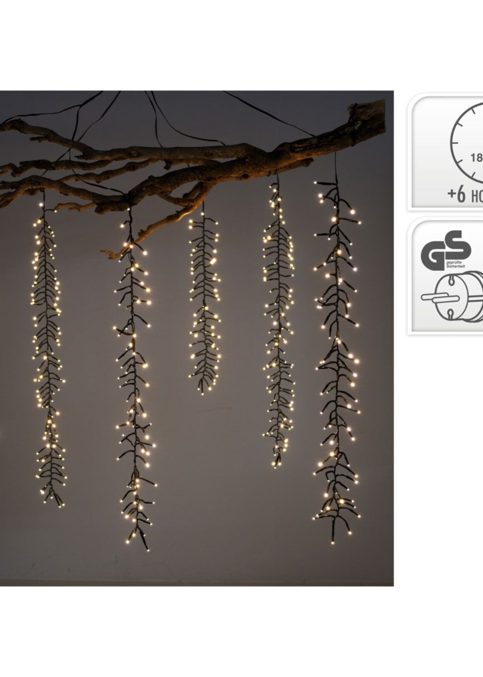 Cascadecluster - 6 Strengen - 480LED- Timer
