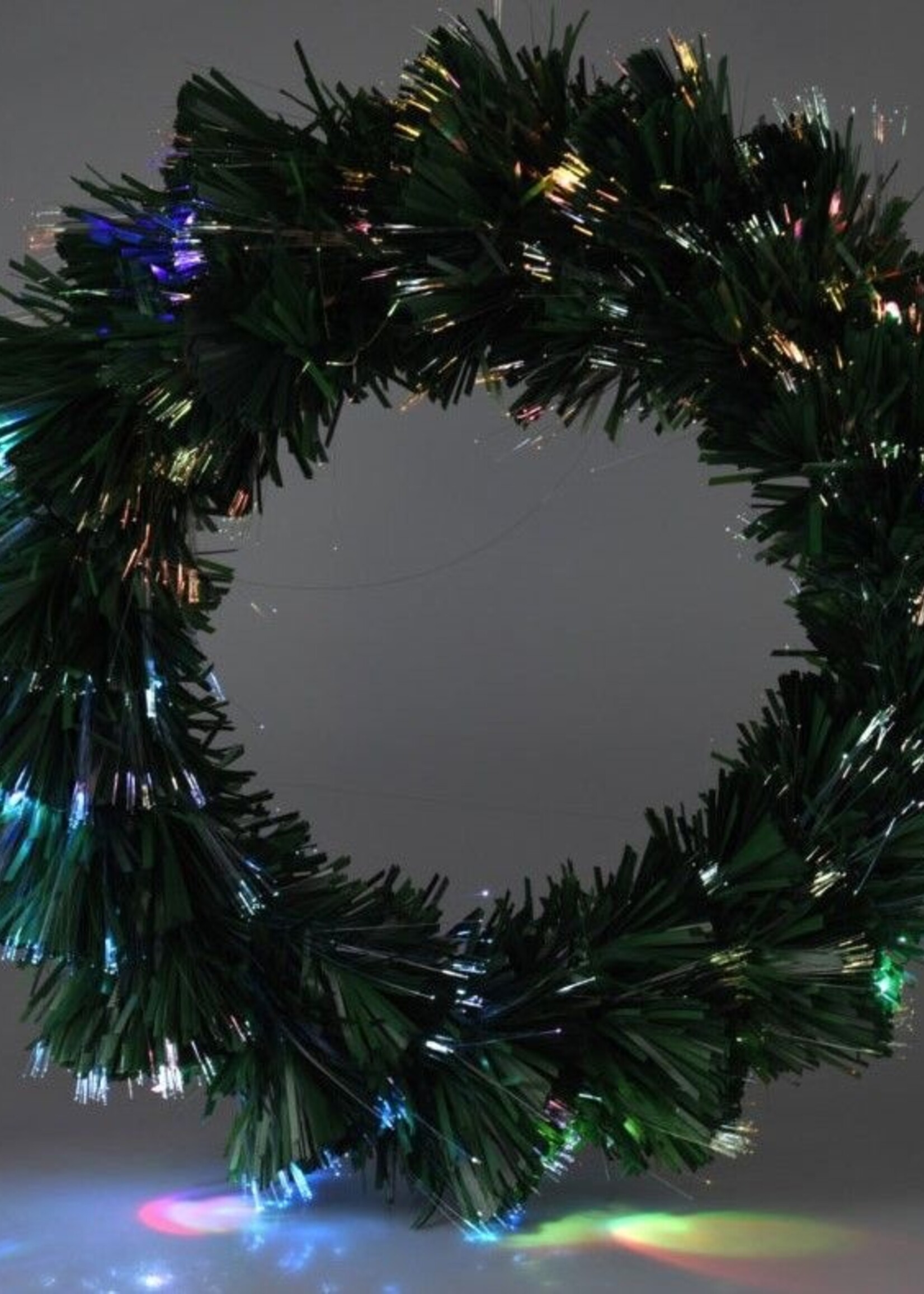 Kerstkrans met Verlichting - Fiber Optic - 50 cm - Multicolor - op Batterijen