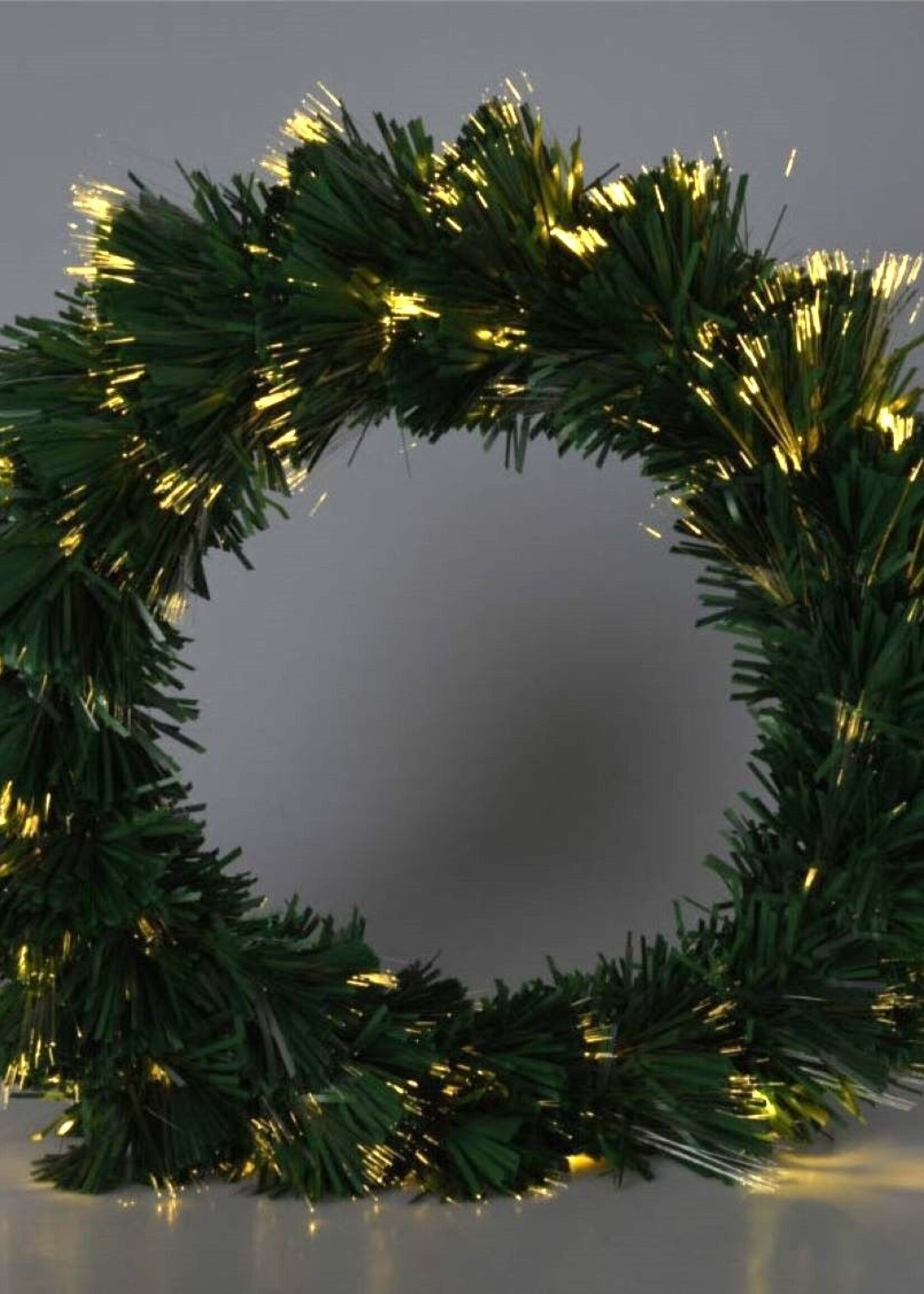 Kerstkrans met Verlichting - Fiber Optic - 50 cm - Warm Wit - op Batterijen