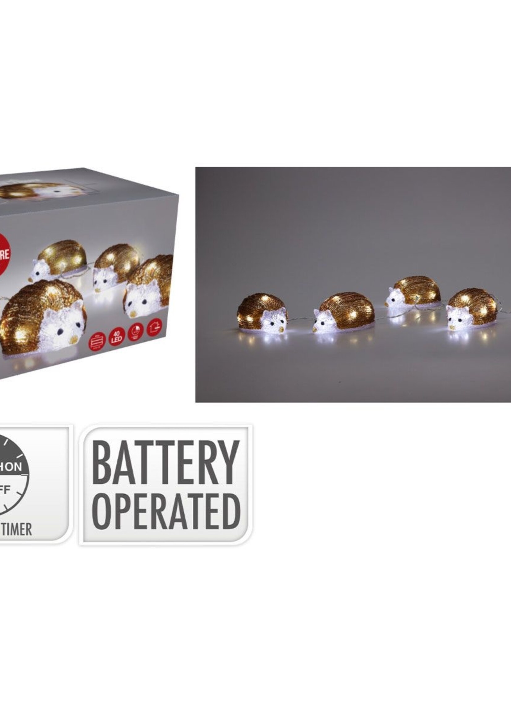 Kerstfiguur Acryl - Egels - LED - set van 5