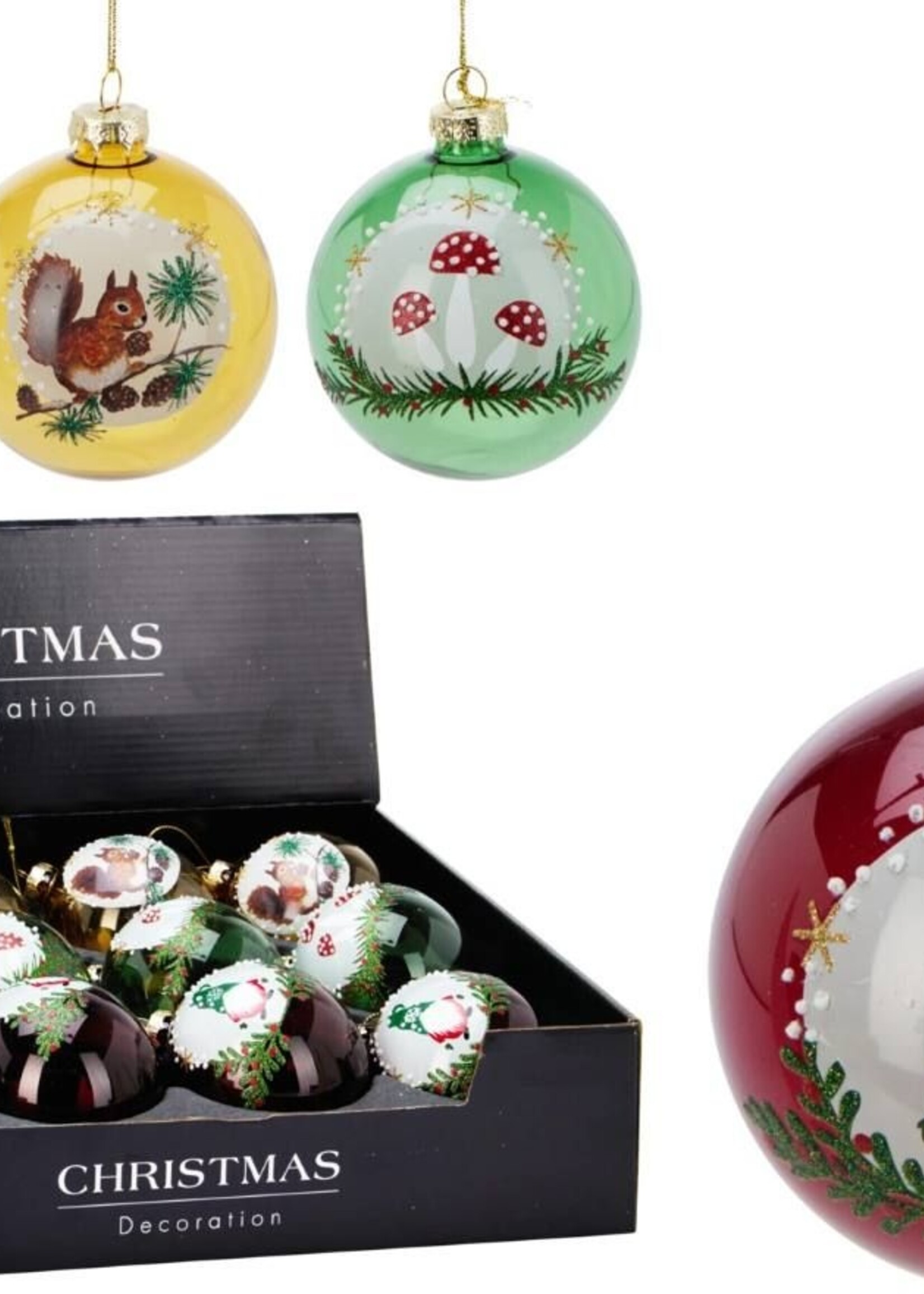 12x Glazen Kerstbal - Traditional - 8cm