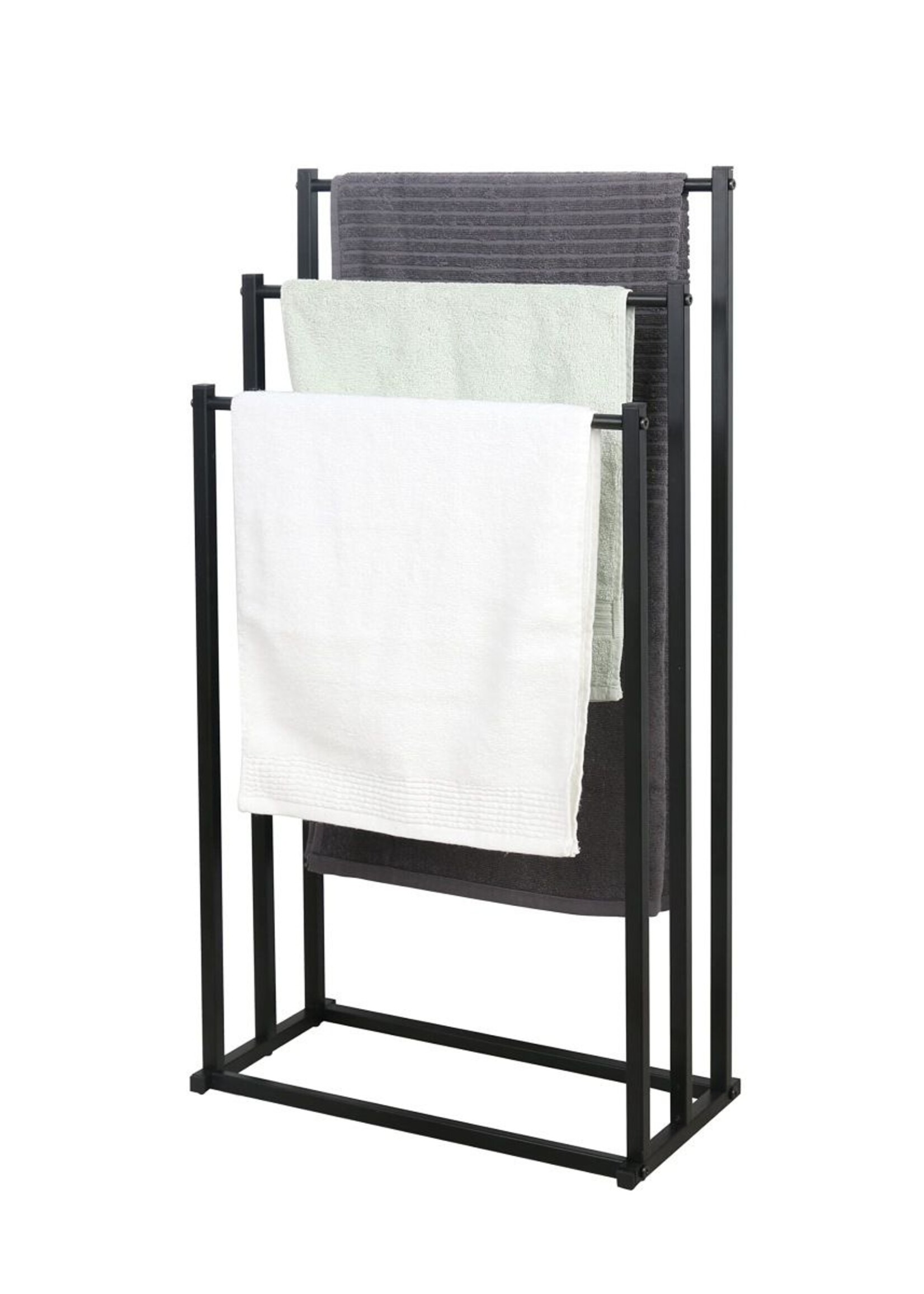 Ceruzo Handdoekrek - Metaal - Vrijstaand - Zwart