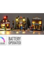 Dorpstraat met Verlichte Kersthuisjes - Wintertafereel