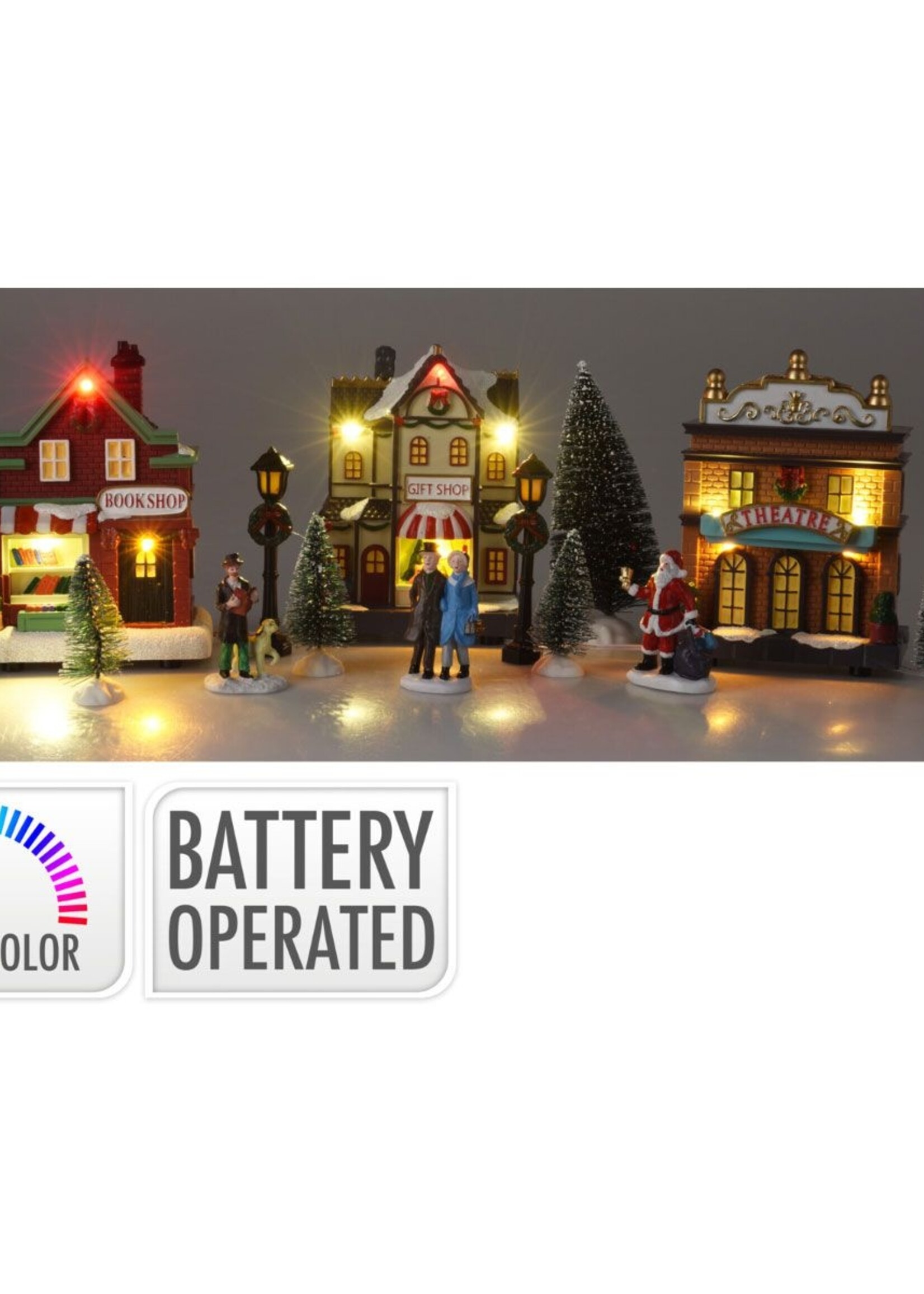 Dorpstraat met Verlichte Kersthuisjes - Wintertafereel