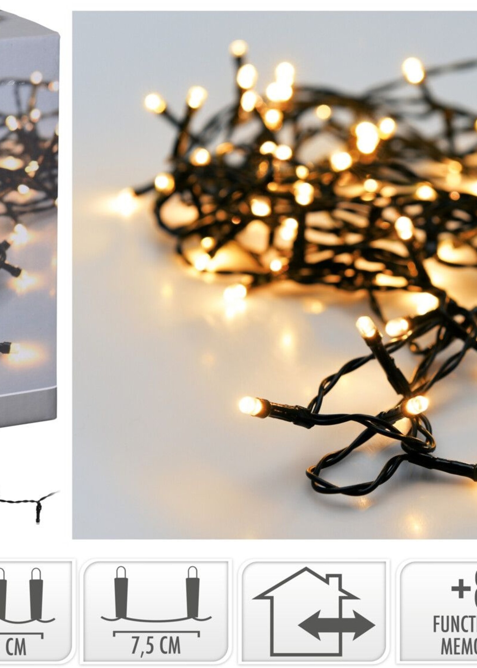 Kerstverlichting 120 led- 9m - warm wit - Timer - Lichtfuncties - Geheugen - Buiten