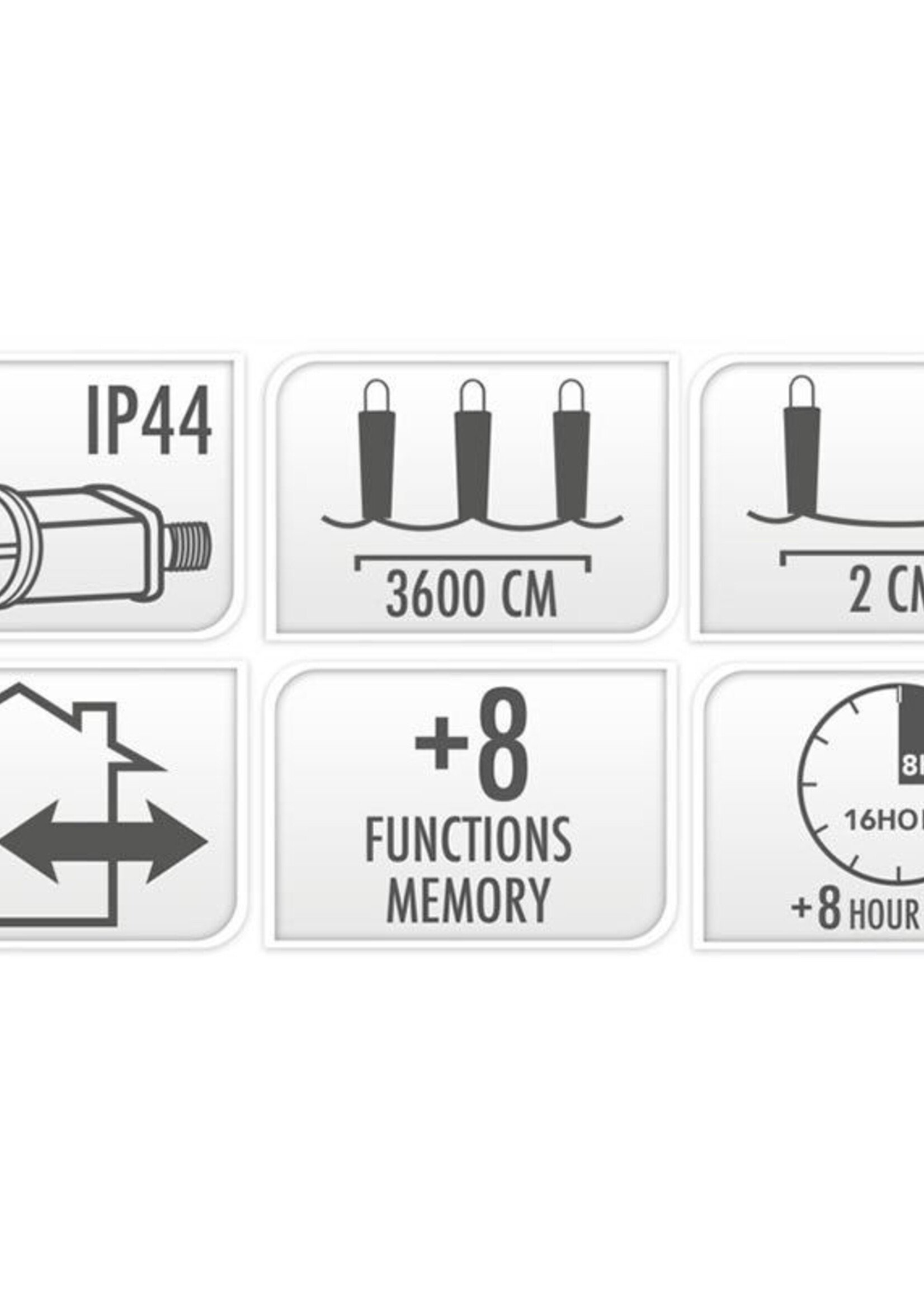 Microcluster - 1800 led - 36m - extra warm wit - Timer - Lichtfuncties - Geheugen - Buiten