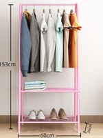 Ceruzo Kledingrek met Schoenenrek - metaal - pink - 152 cm hoog - 60 cm breed