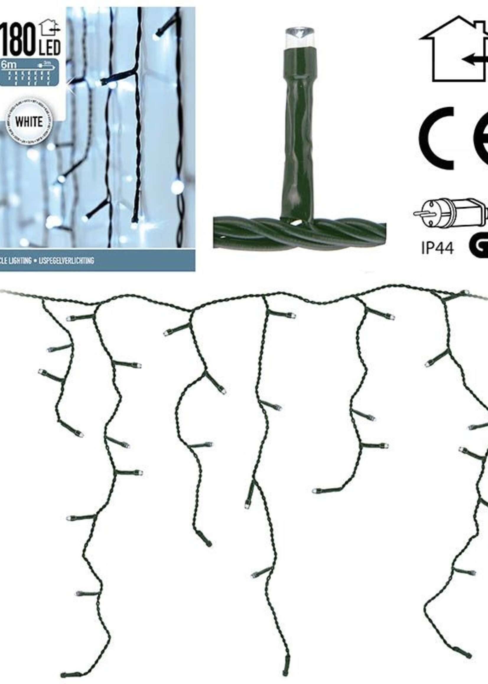 IJspegel verlichting - 180 LED - 6 meter - wit