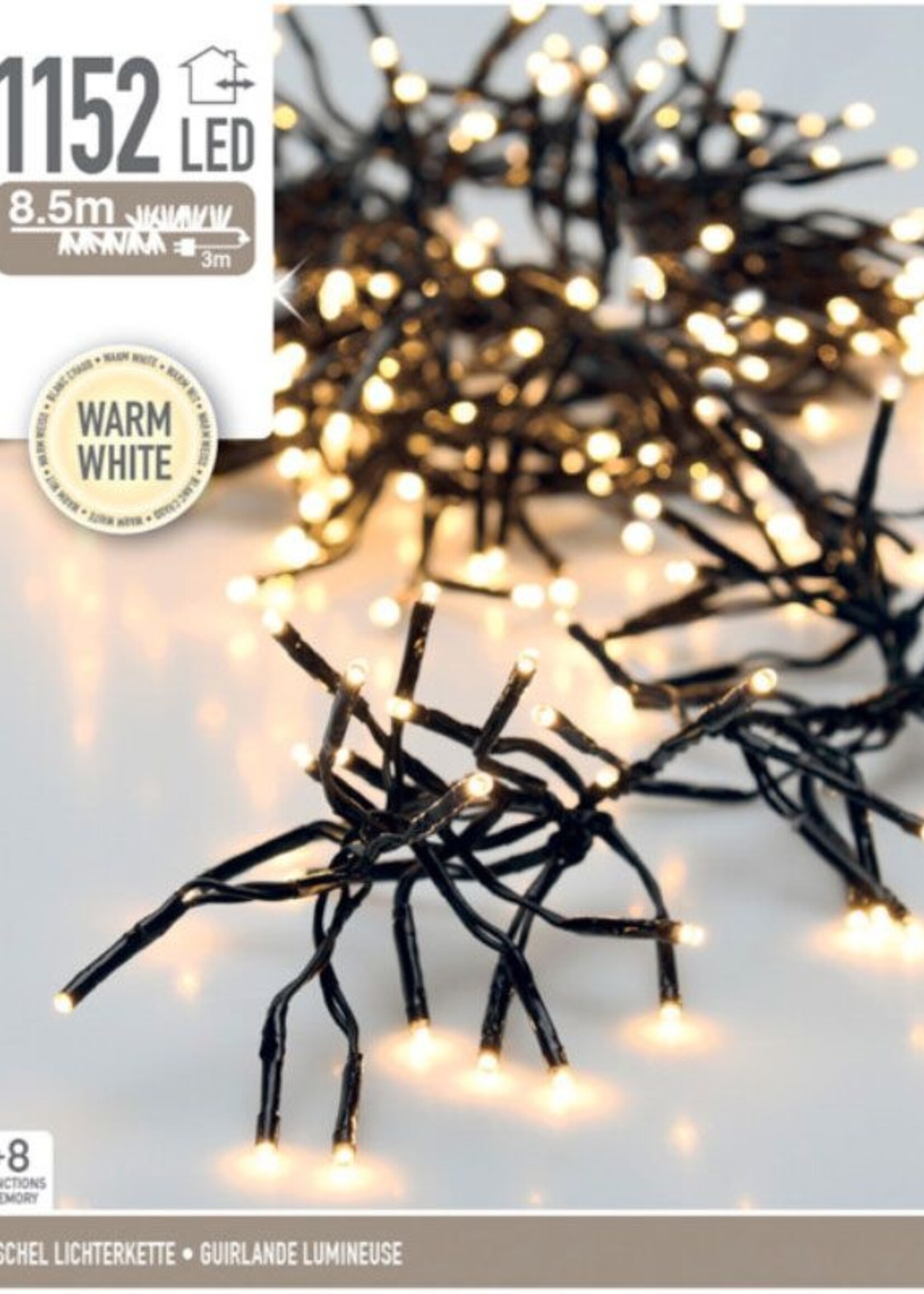 Clusterverlichting - 1152 LED - 8.5m - Timer - Lichtfuncties - warm wit