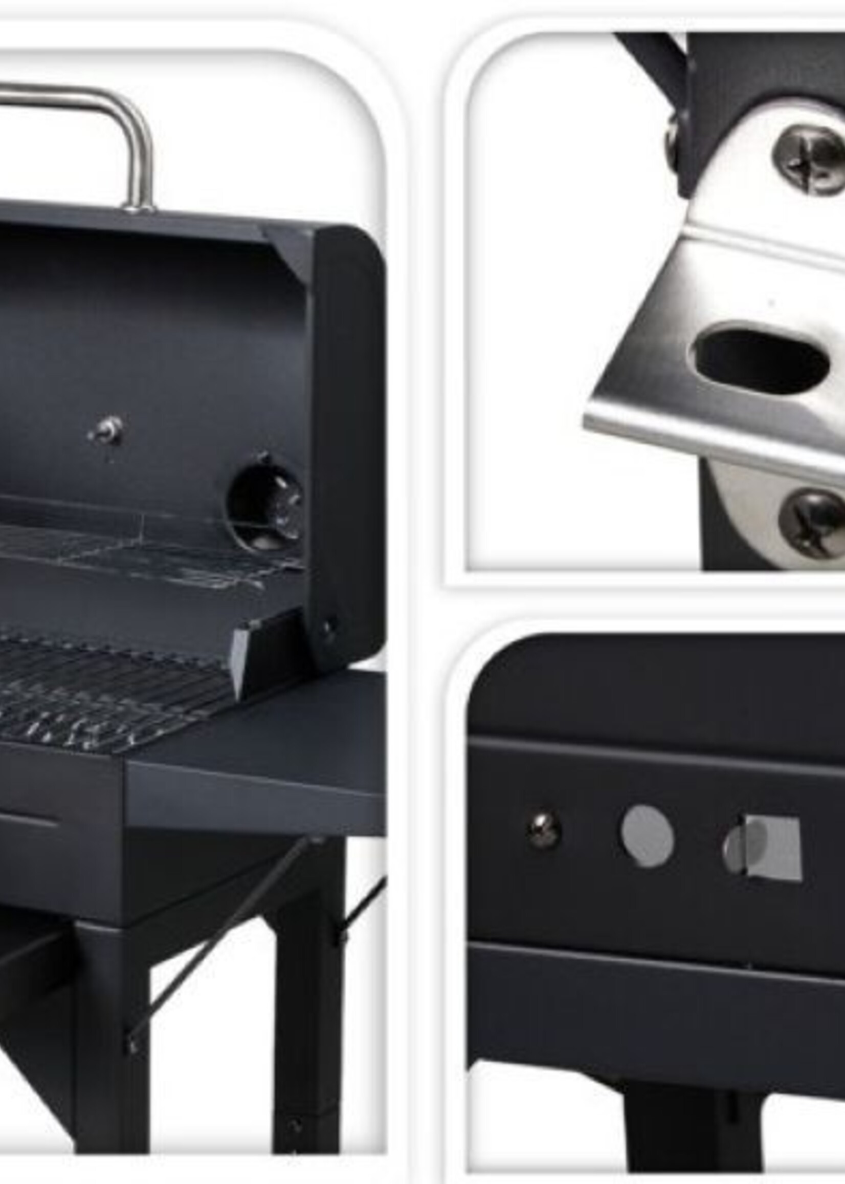 Houtskool BBQ - mat zwart - verrijdbaar