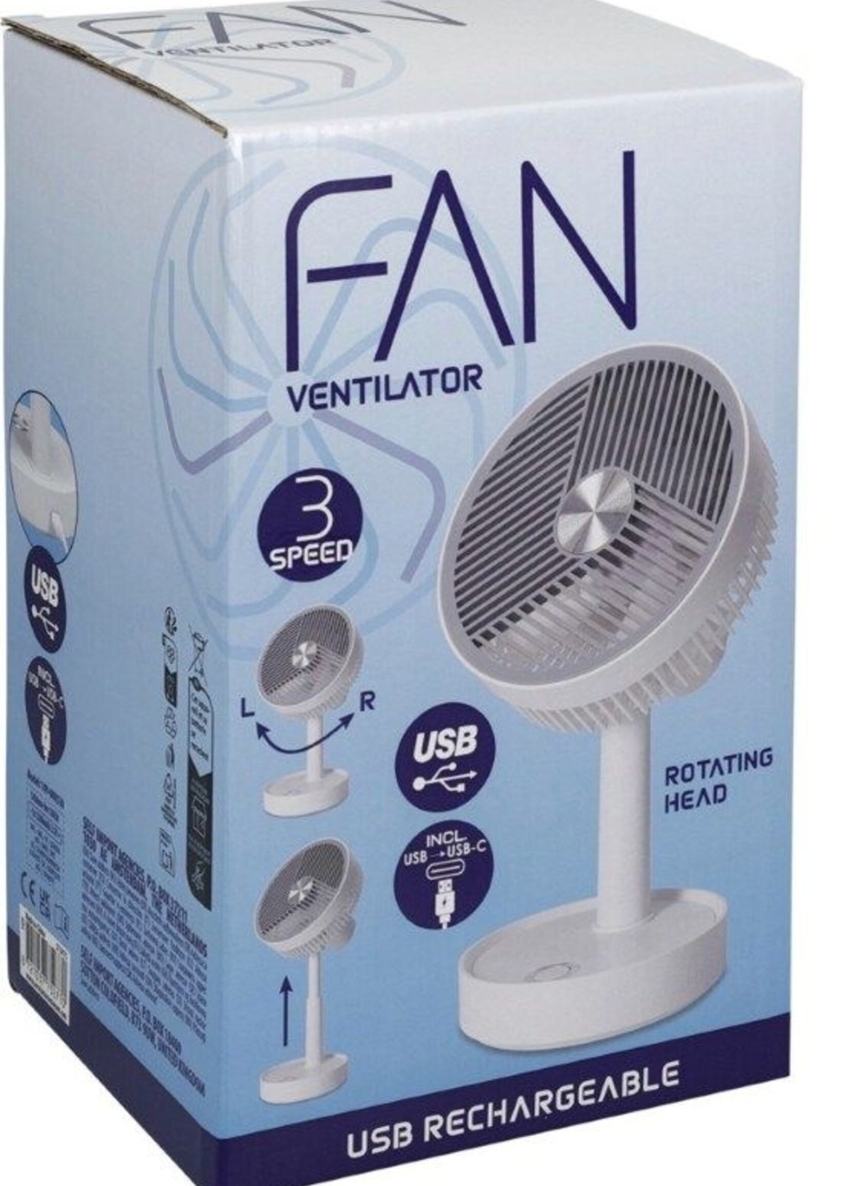 Tafelventilator - Oplaadbaar - USB