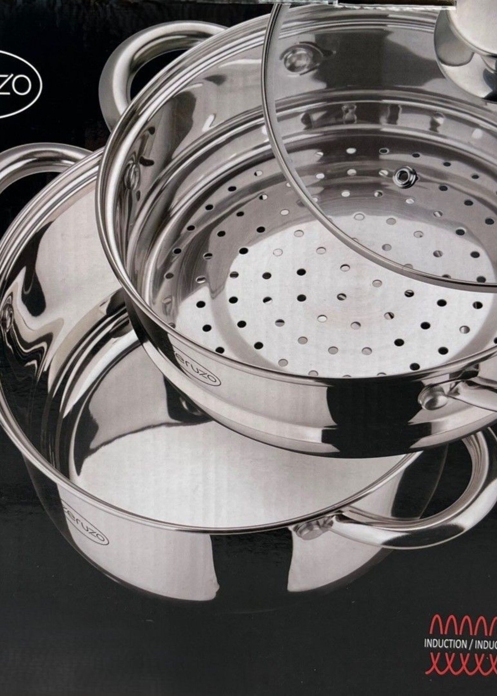 Ceruzo Stoompan 3.1 Liter - Rijst- en Groentestomer - 3-delig - Ø 20 cm - inductie - met glazen deksel