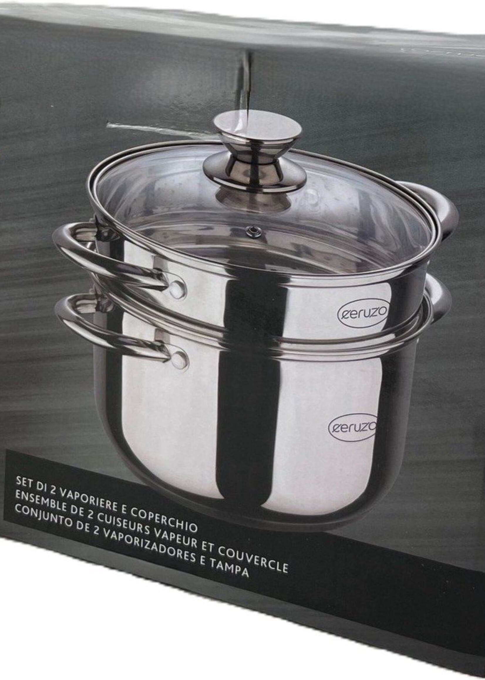 Ceruzo Stoompan 3.1 Liter - Rijst- en Groentestomer - 3-delig - Ø 20 cm - inductie - met glazen deksel