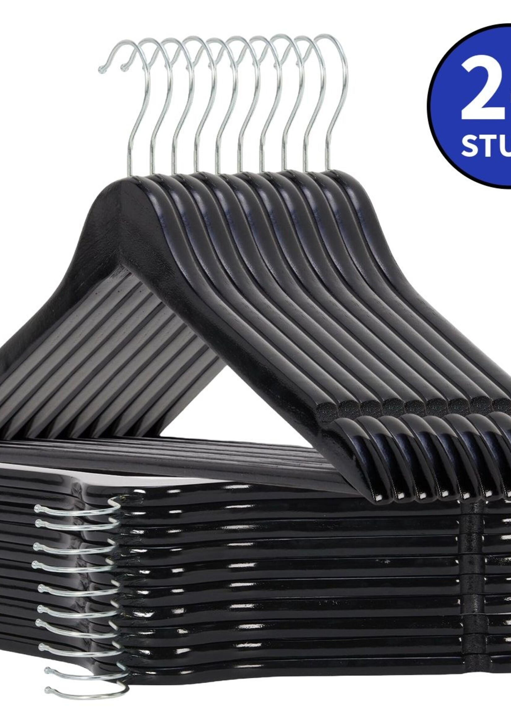 Ceruzo 24 Houten Kledinghangers Zwart